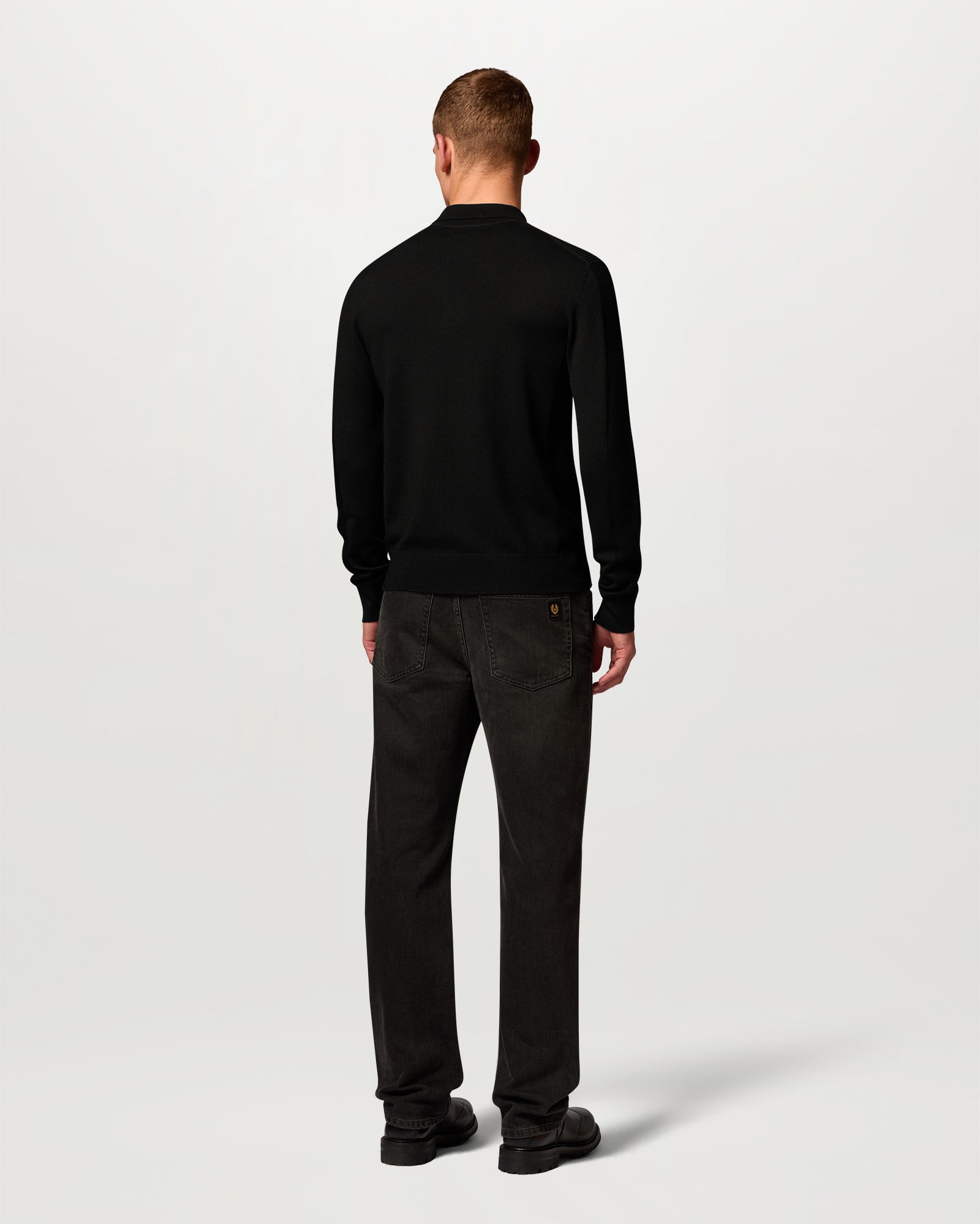 COLDEN KNITTED POLO - Black