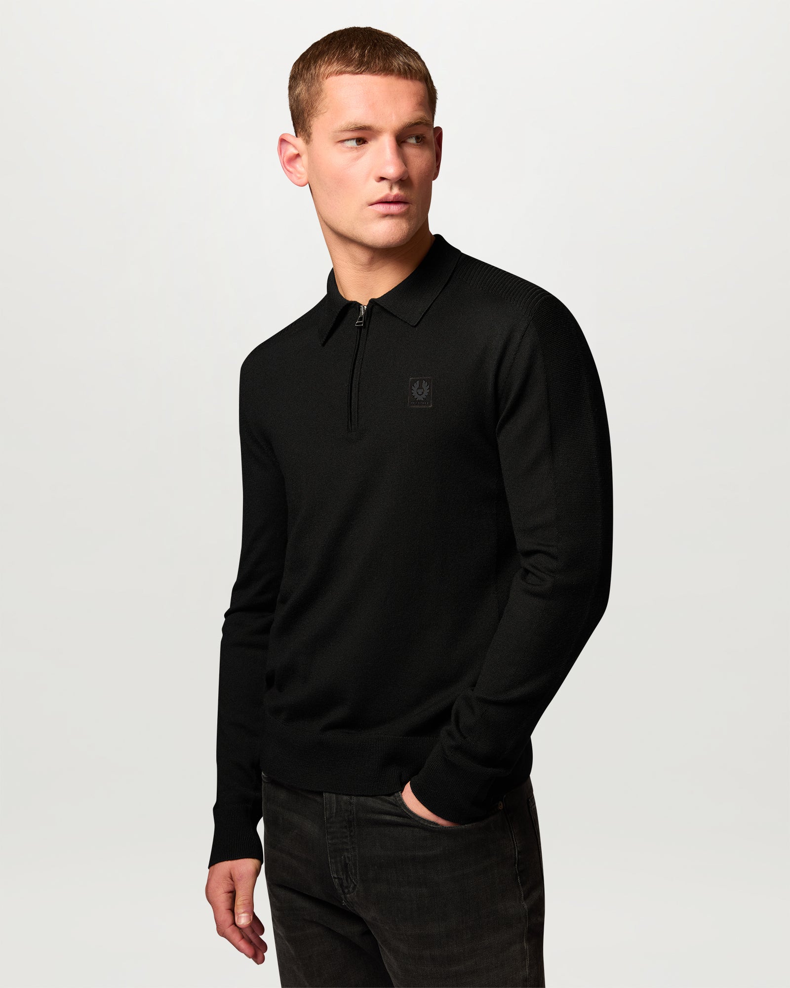 COLDEN KNITTED POLO - Black