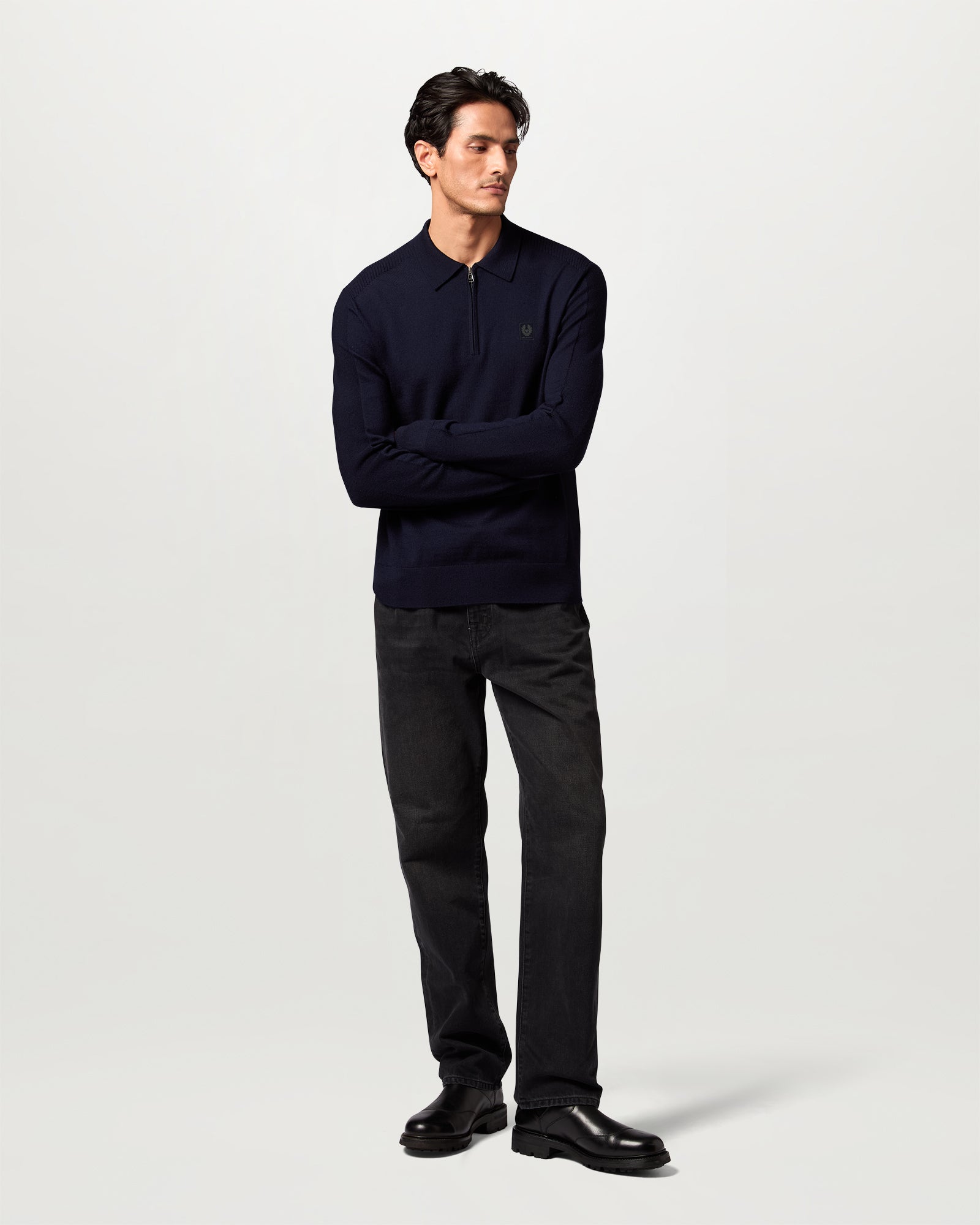 COLDEN KNITTED POLO - Dark Ink