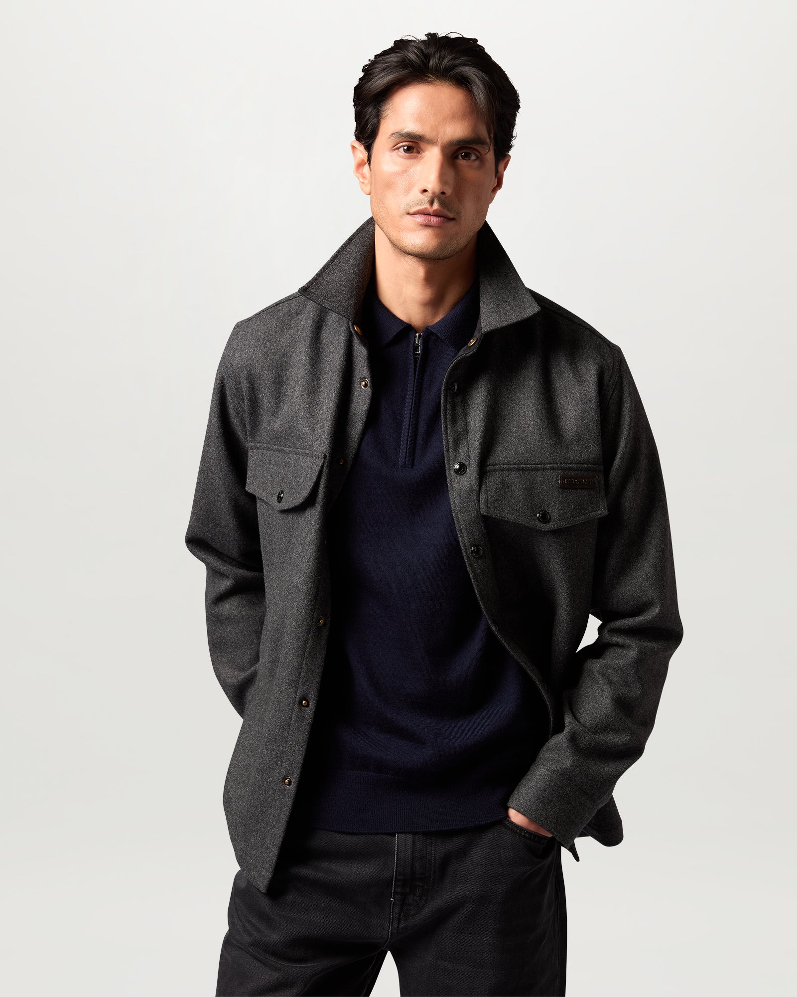 COLDEN KNITTED POLO - Dark Ink