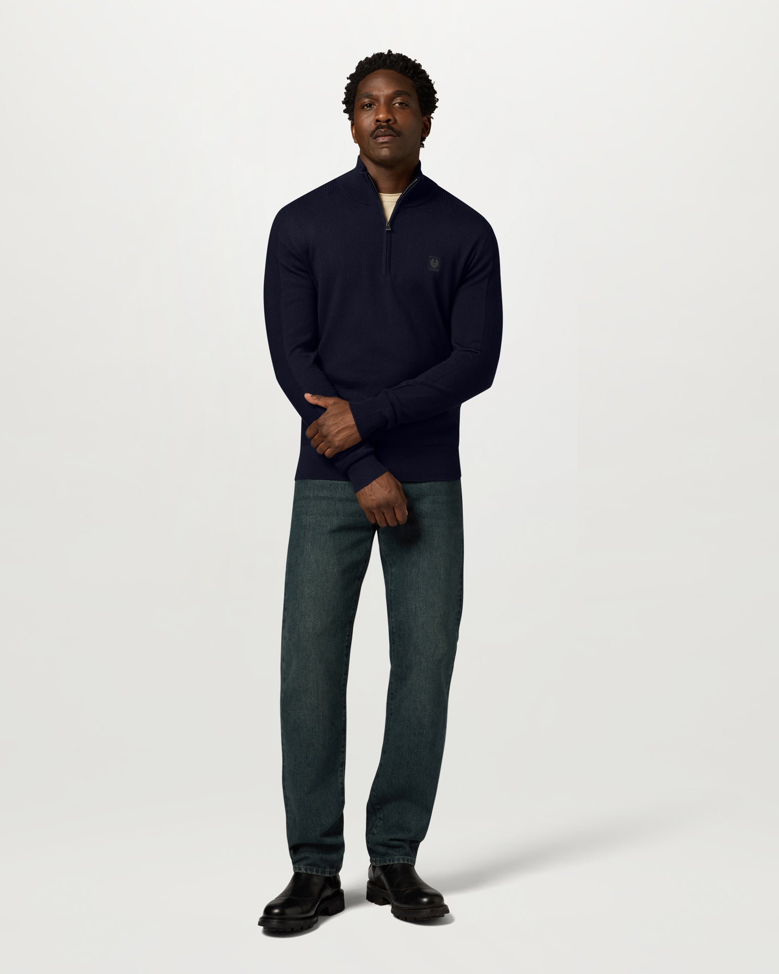 COLDEN MERINO QUARTER ZIP - Dark Ink