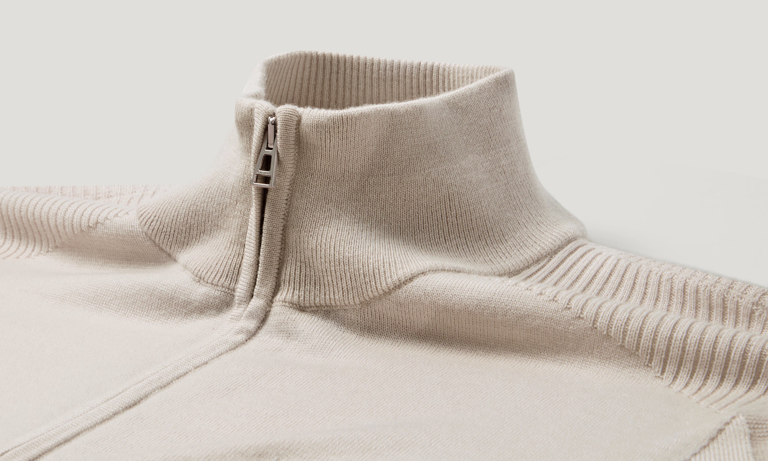 COLDEN MERINO QUARTER ZIP - Pale Stone