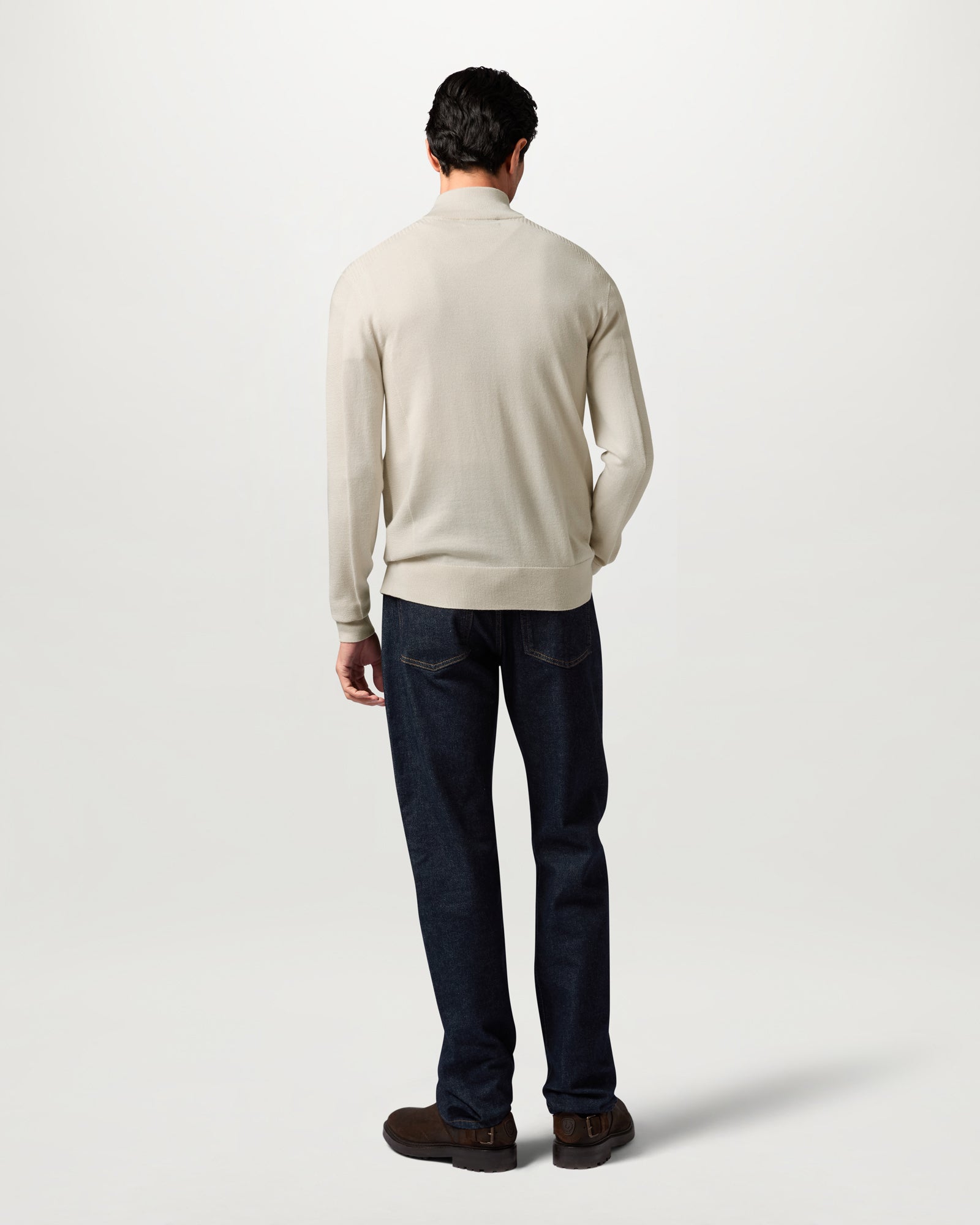 COLDEN MERINO QUARTER ZIP - Pale Stone