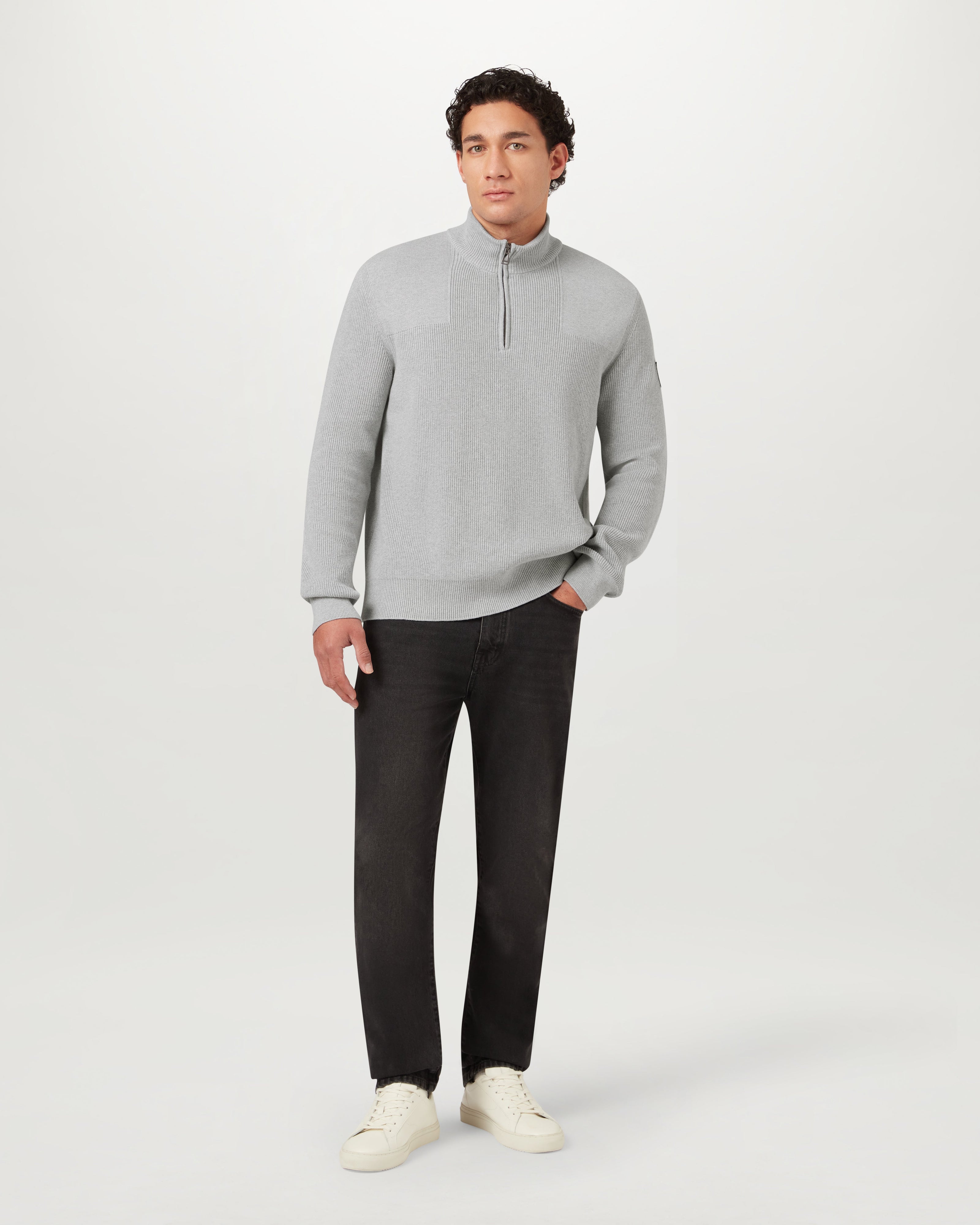 COMMANDER QUARTER ZIP JUMPER - Old Silver Heather
