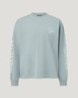 Mist blue Competition long-sleeve t shirt with chest logo and printed sleeve graphics
