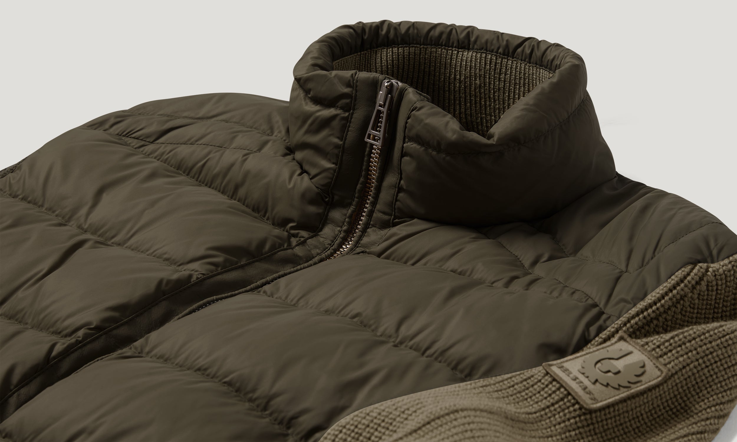 COMPOUND CARDIGAN DOWN - Khaki Green