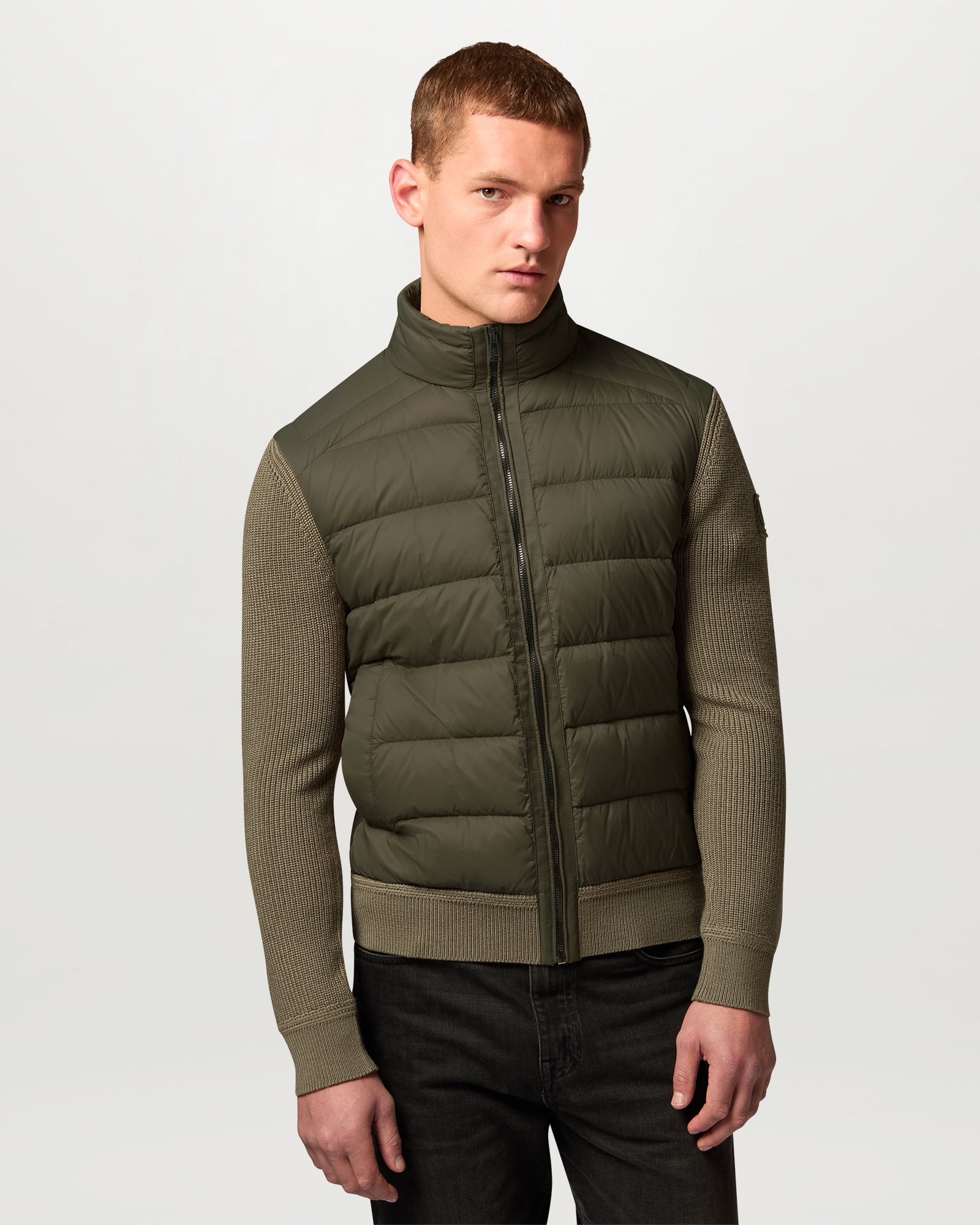 COMPOUND CARDIGAN DOWN - Khaki Green