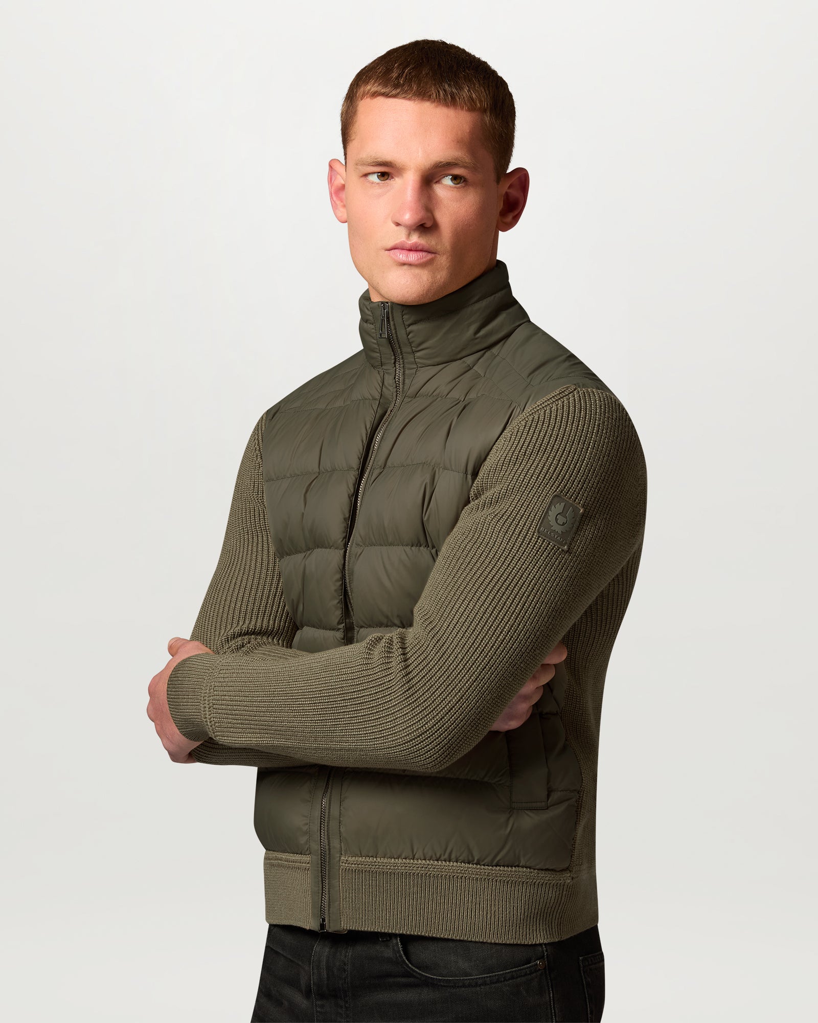 COMPOUND CARDIGAN DOWN - Khaki Green