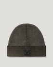 Khaki Green Garment Dye Aspect Beanie with folded cuff and front logo patch