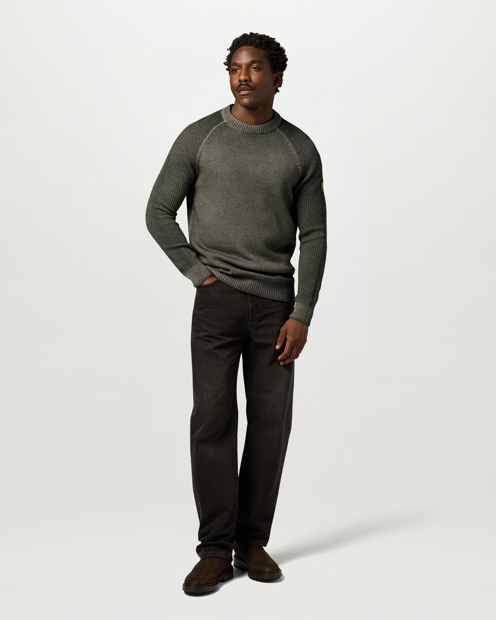 GARMENT DYE ASPECT CREW NECK - Khaki Green