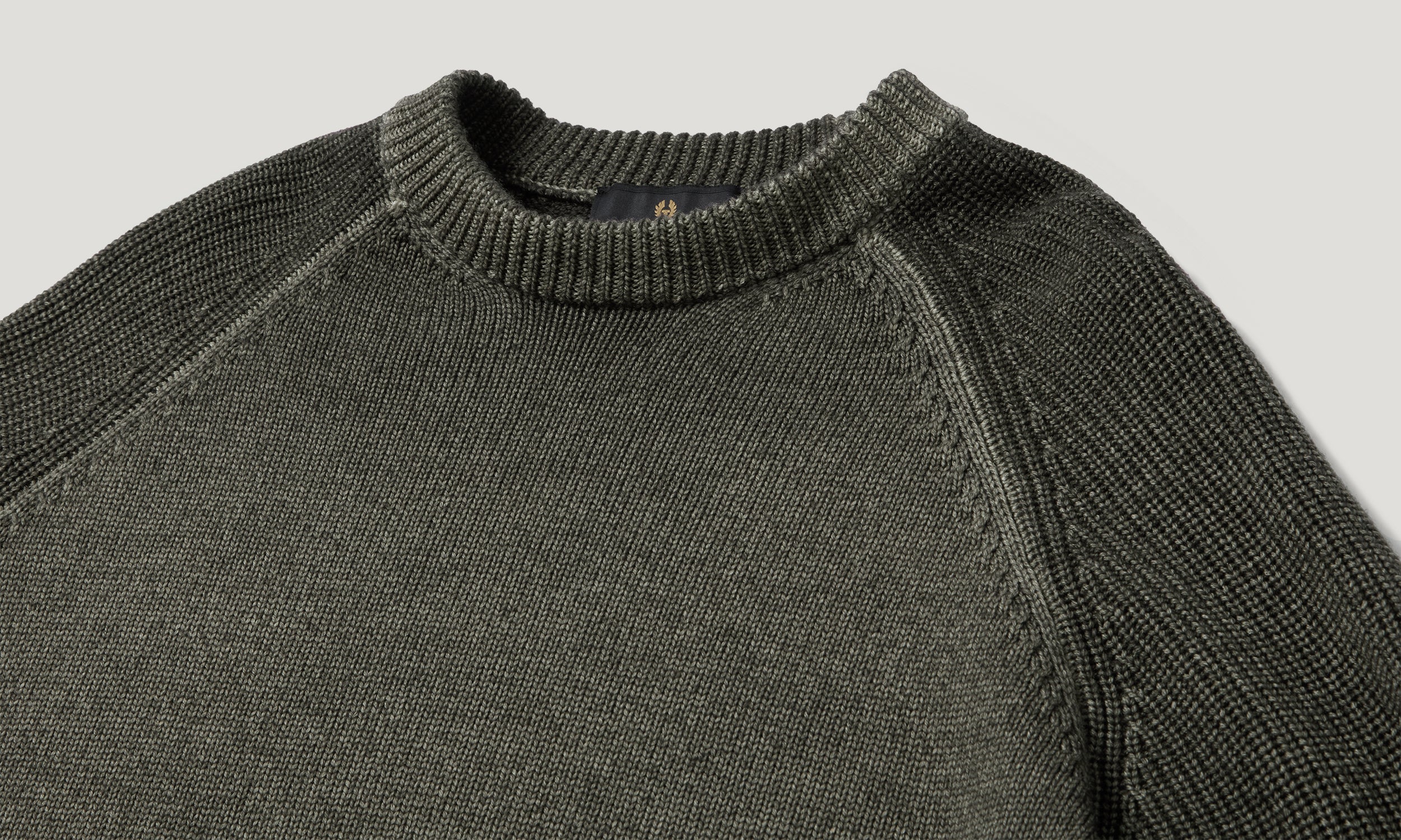 GARMENT DYE ASPECT CREW NECK - Khaki Green