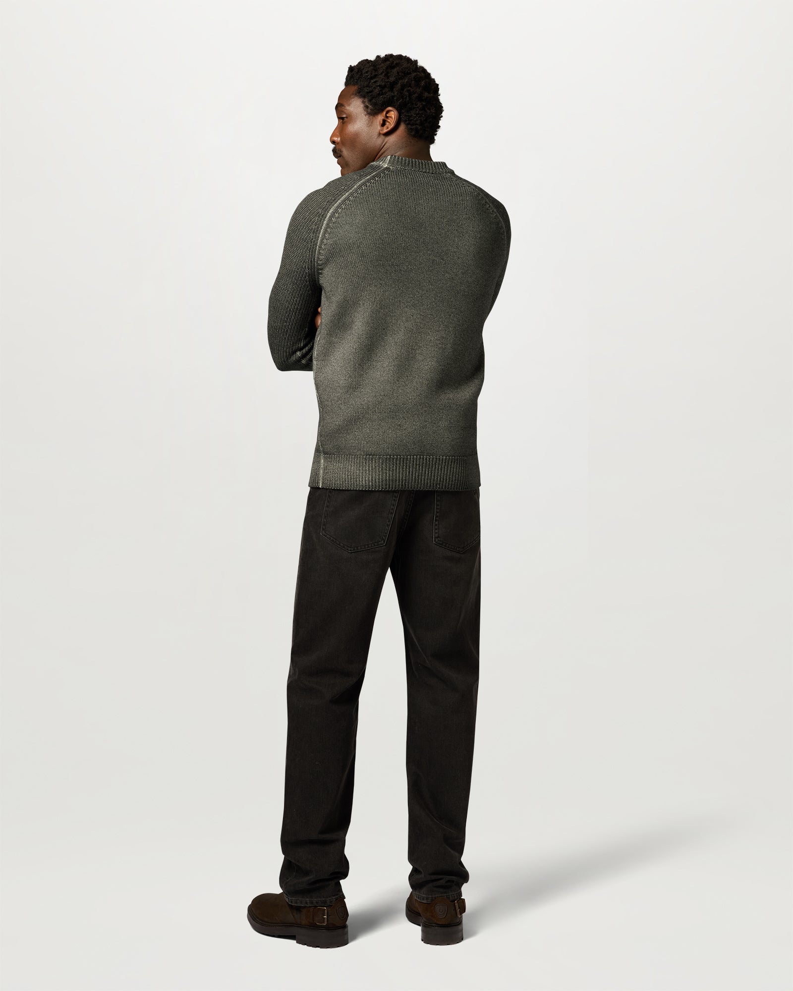 GARMENT DYE ASPECT CREW NECK - Khaki Green