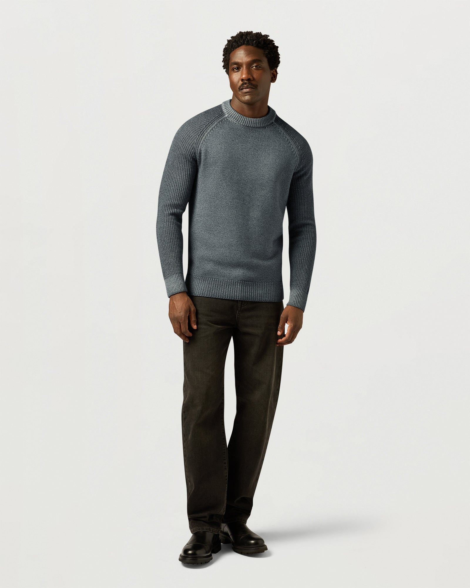 GARMENT DYE ASPECT CREW NECK - Petrol