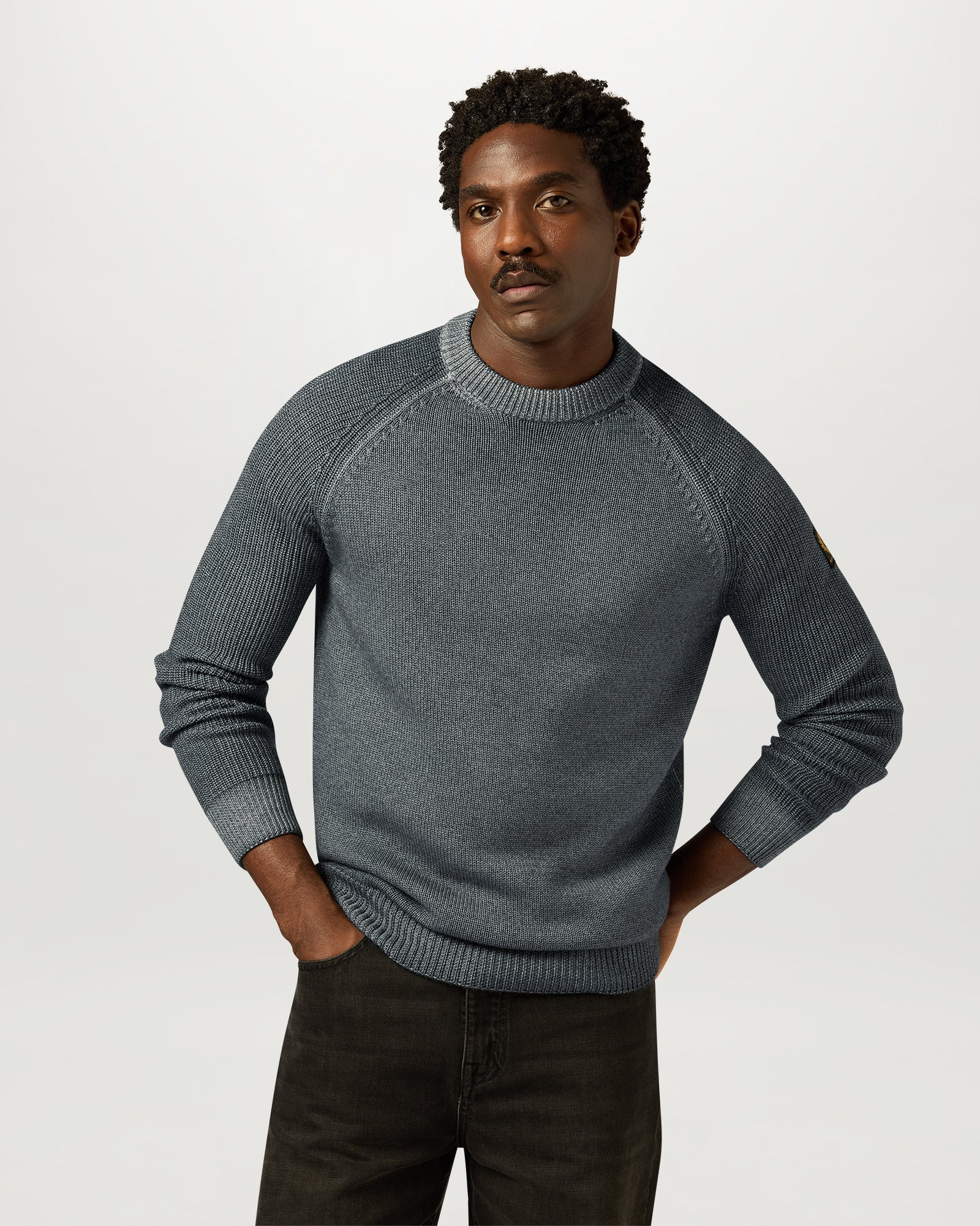 GARMENT DYE ASPECT CREW NECK - Petrol