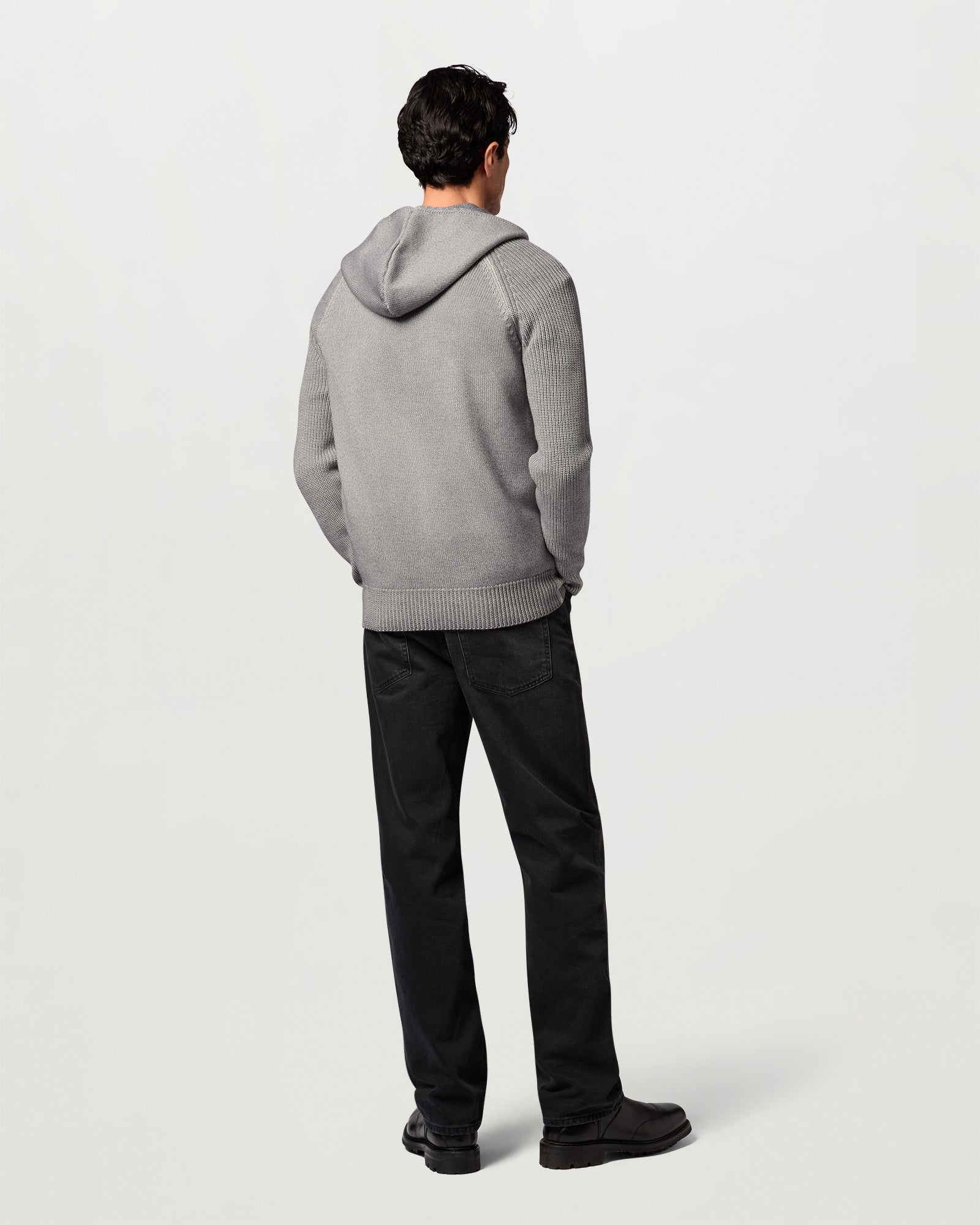 CARDIGAN ASPECT TINTO IN CAPO CON ZIP INTERA - Cemento