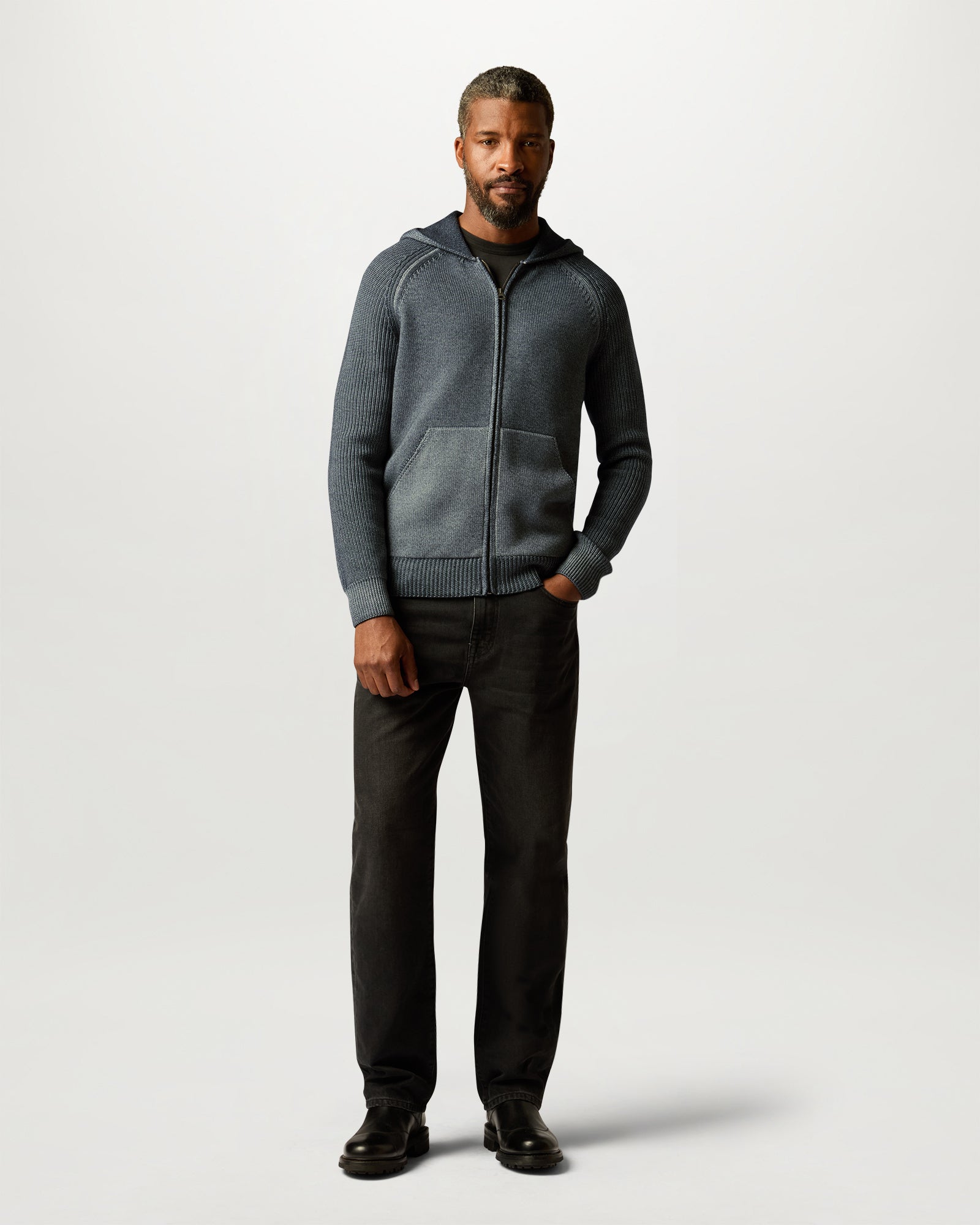 CARDIGAN ASPECT TINTO IN CAPO CON ZIP INTERA - Petrolio