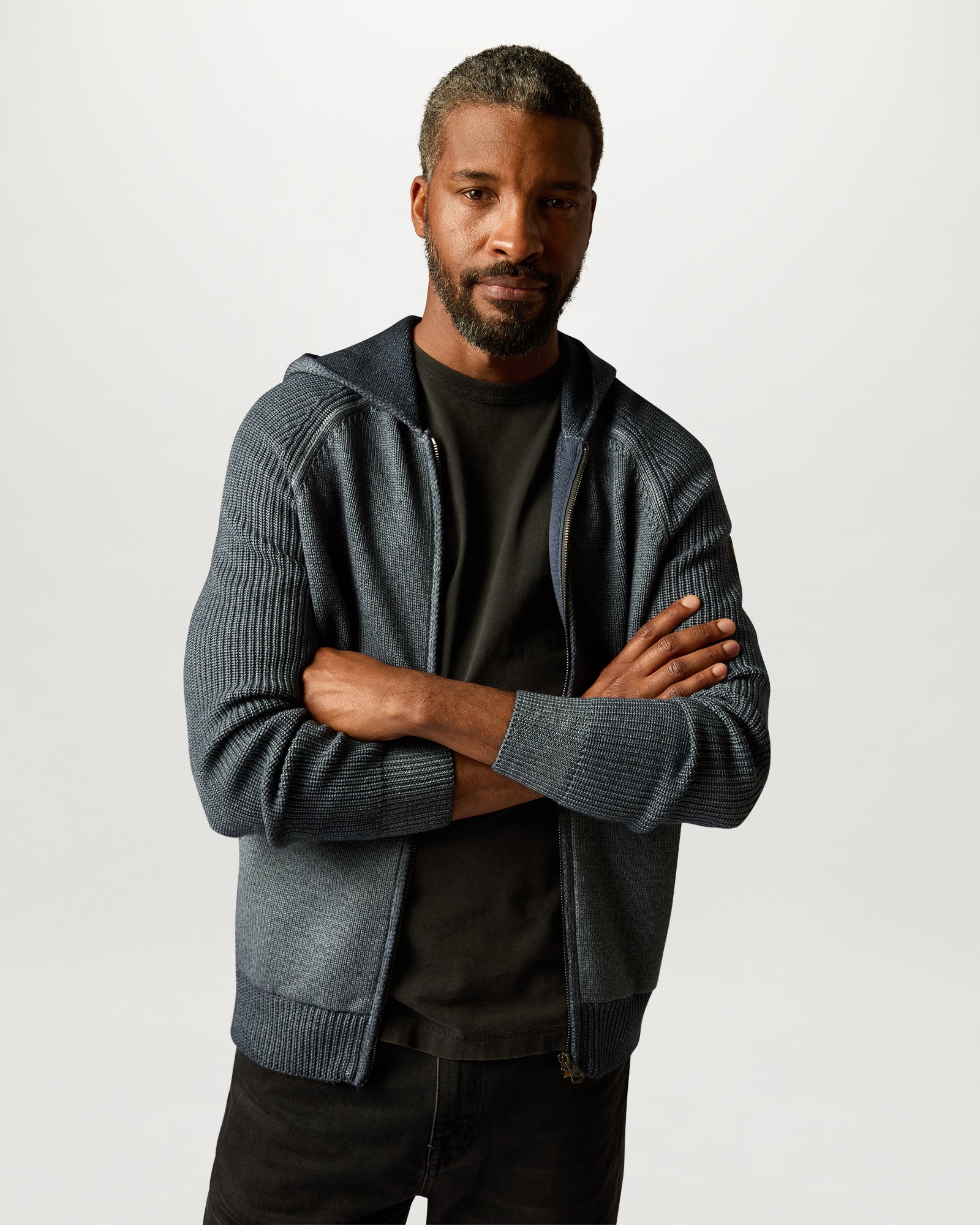 CARDIGAN ASPECT TINTO IN CAPO CON ZIP INTERA - Petrolio
