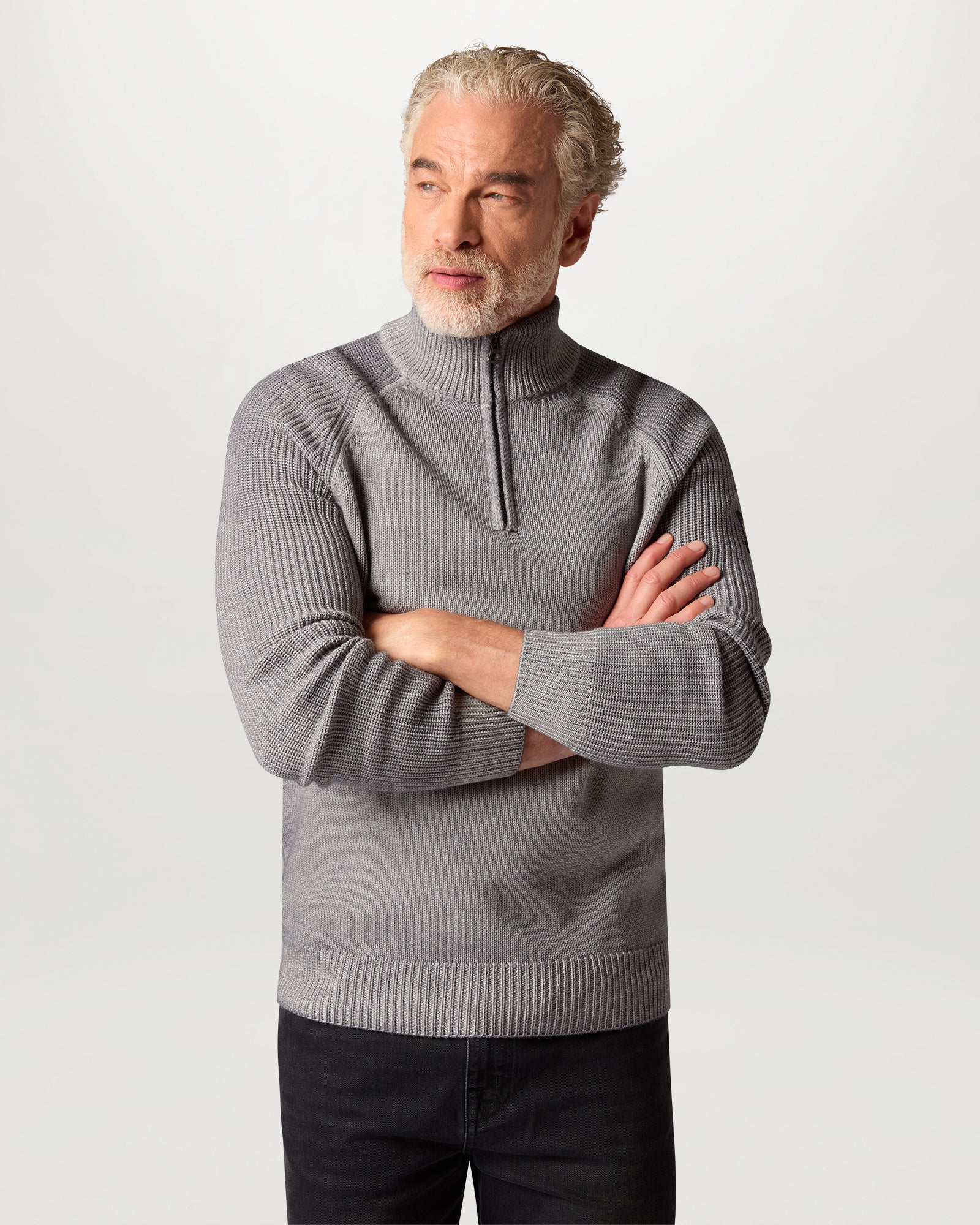 GARMENT DYE ASPECT QUARTER ZIP - Concrete