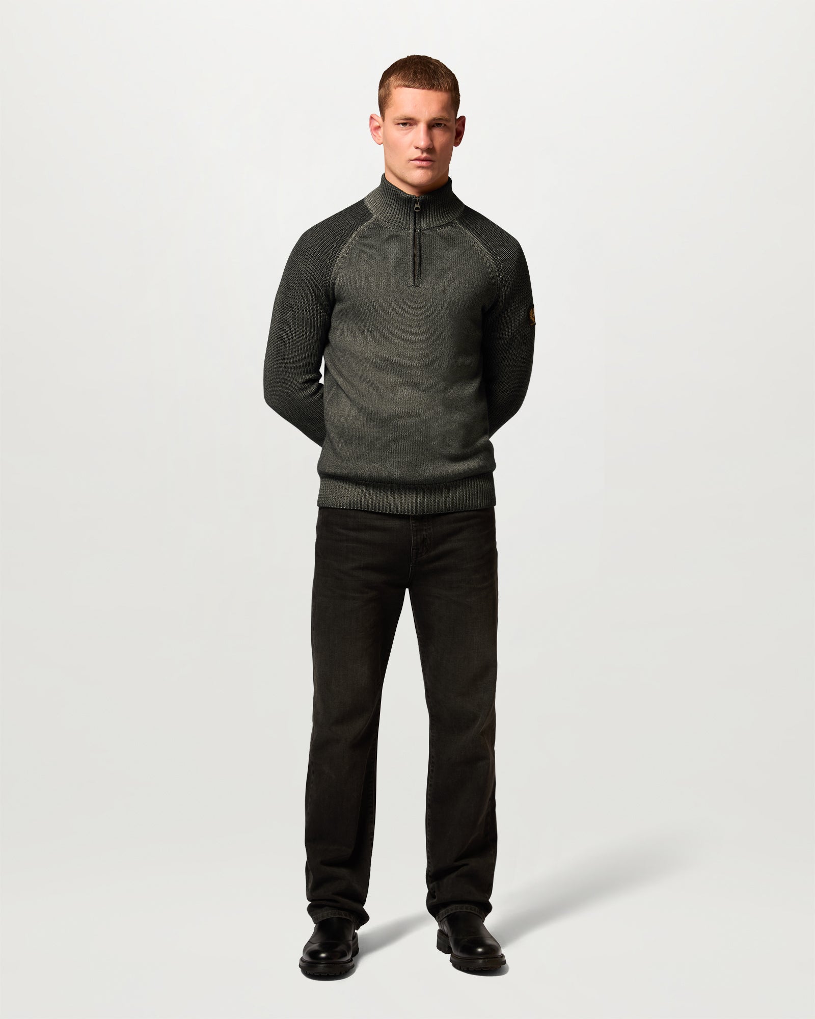 GARMENT DYE ASPECT QUARTER ZIP - Khaki Green