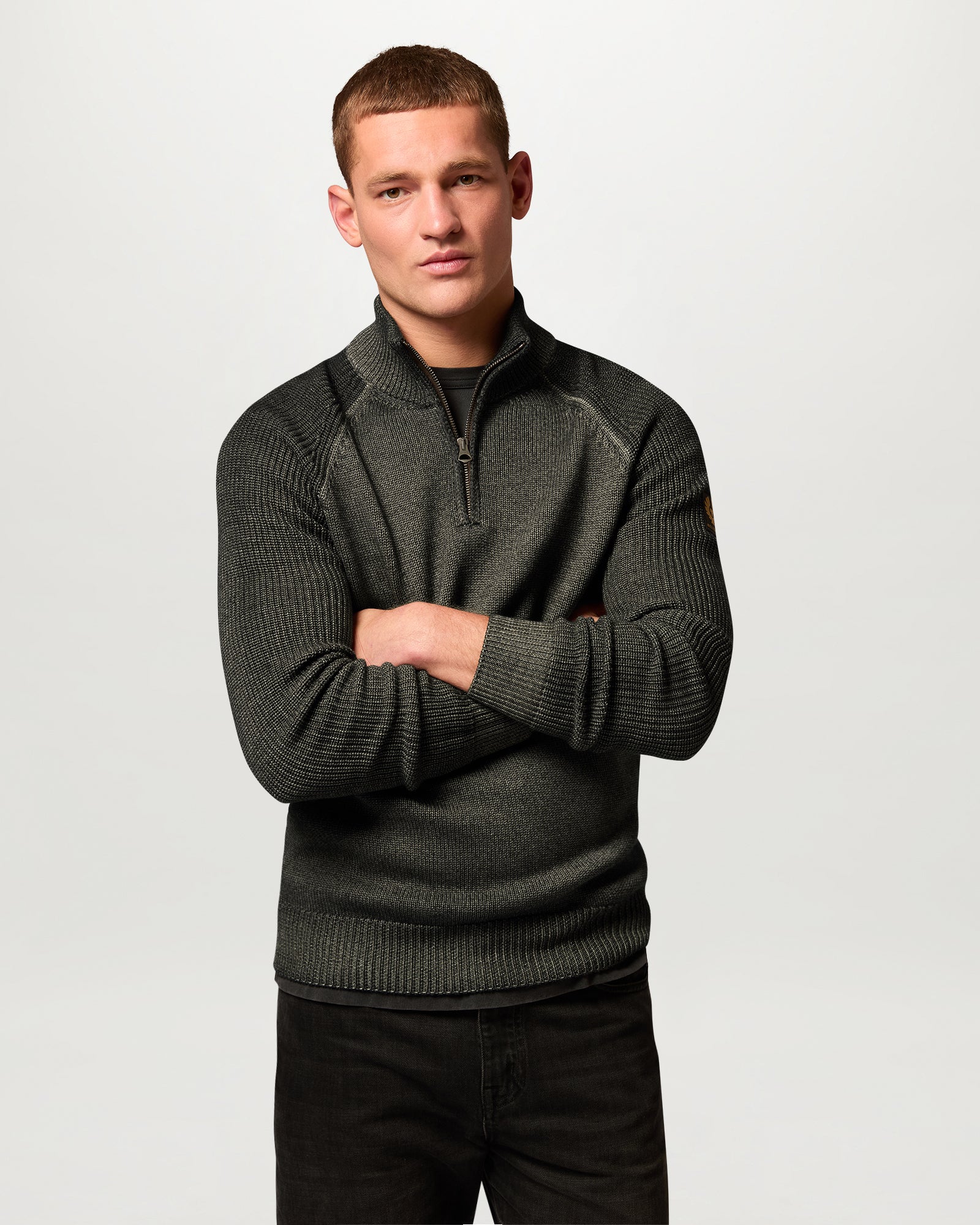 GARMENT DYE ASPECT QUARTER ZIP - Khaki Green