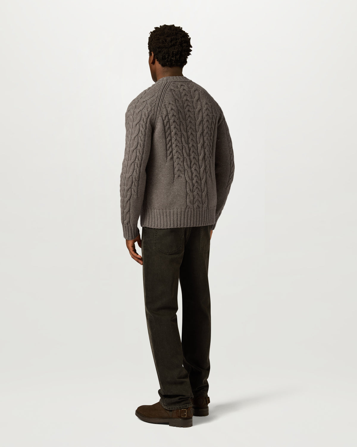 HARROW CABLE KNIT CREW - Dusty Taupe