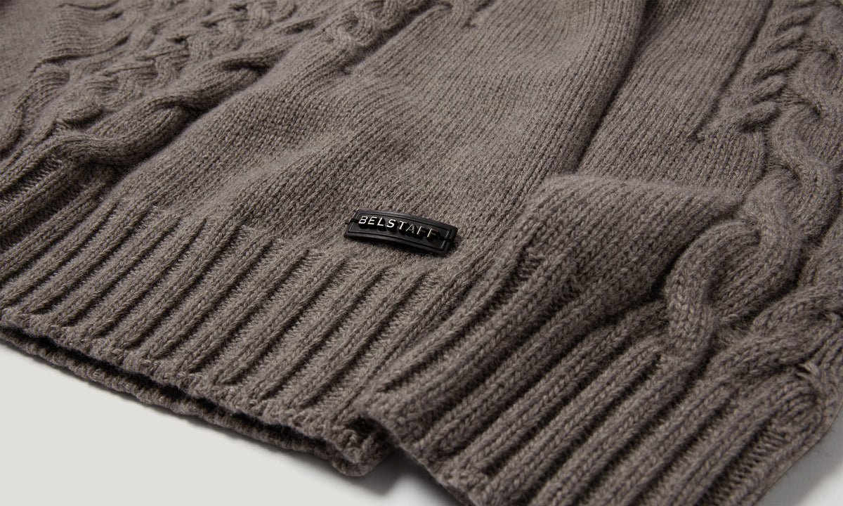 HARROW CABLE KNIT CREW - Dusty Taupe
