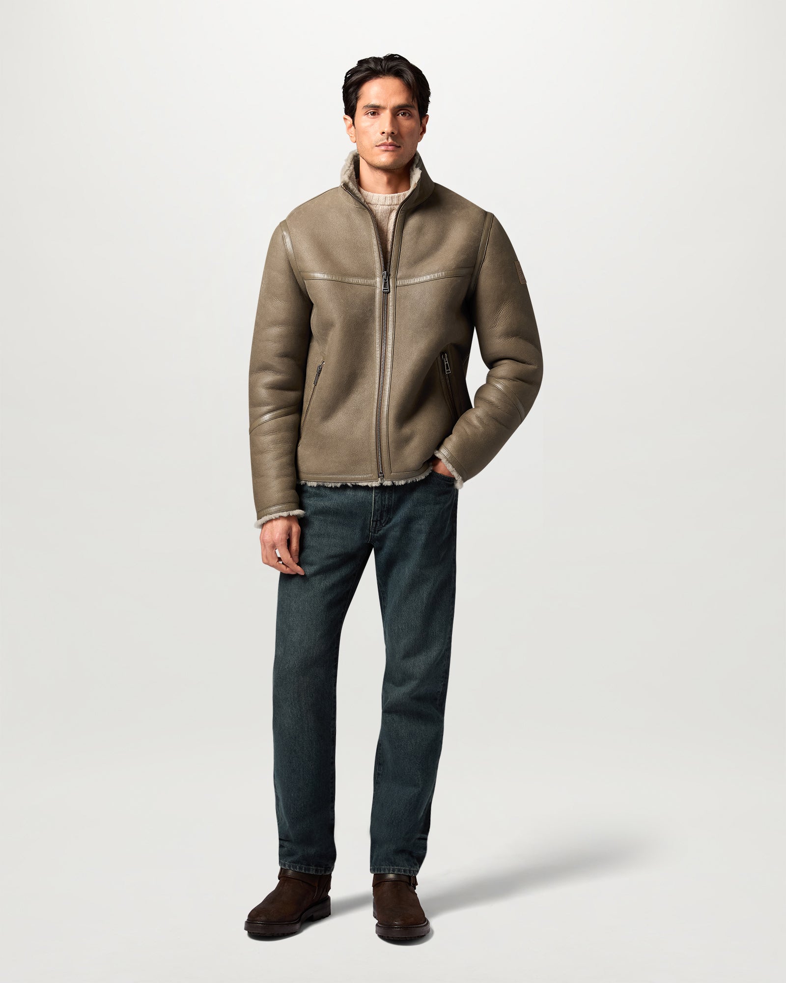 VESTE EN SHEARLING HIGHLAND - Taupe foncé