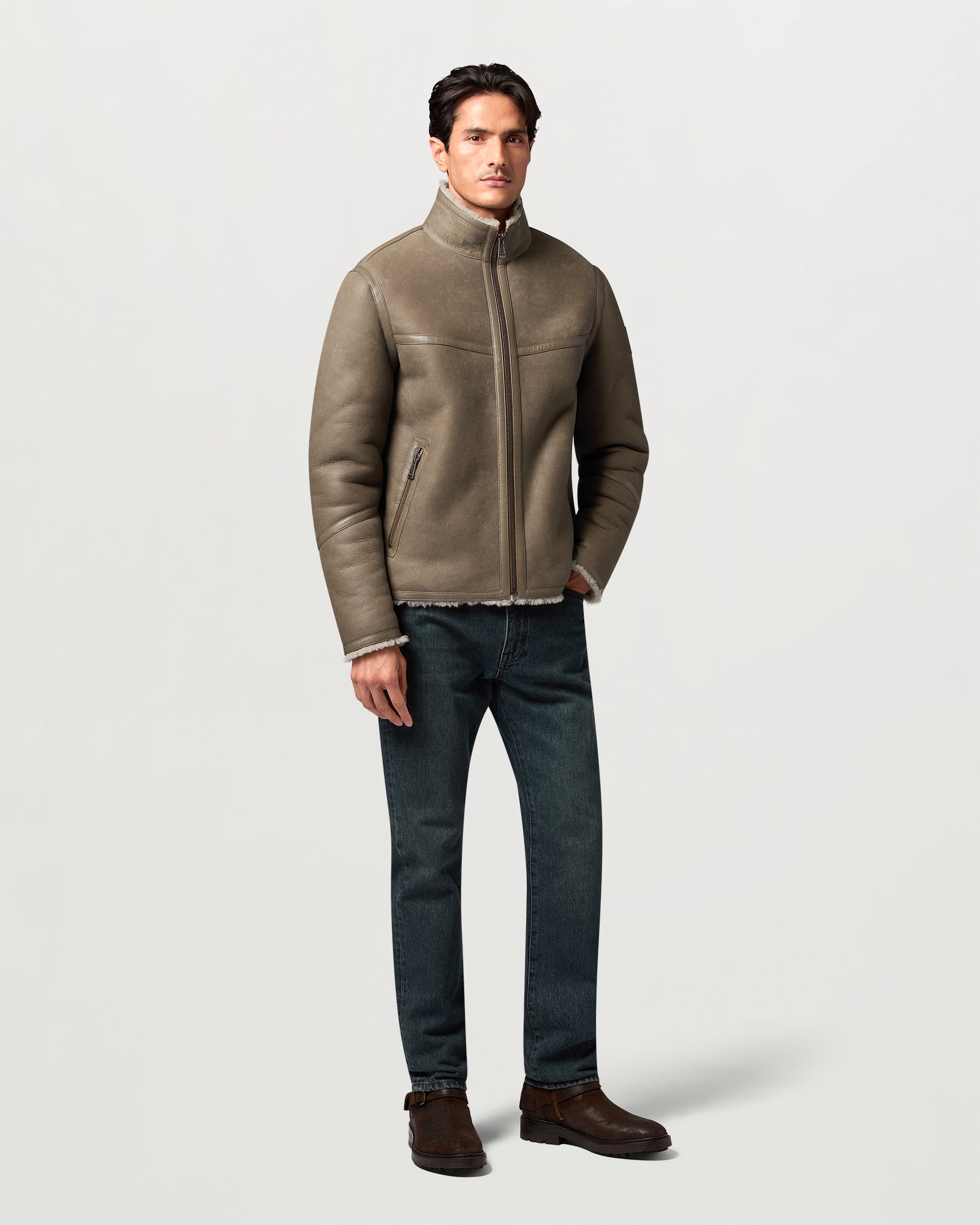 VESTE EN SHEARLING HIGHLAND - Taupe foncé