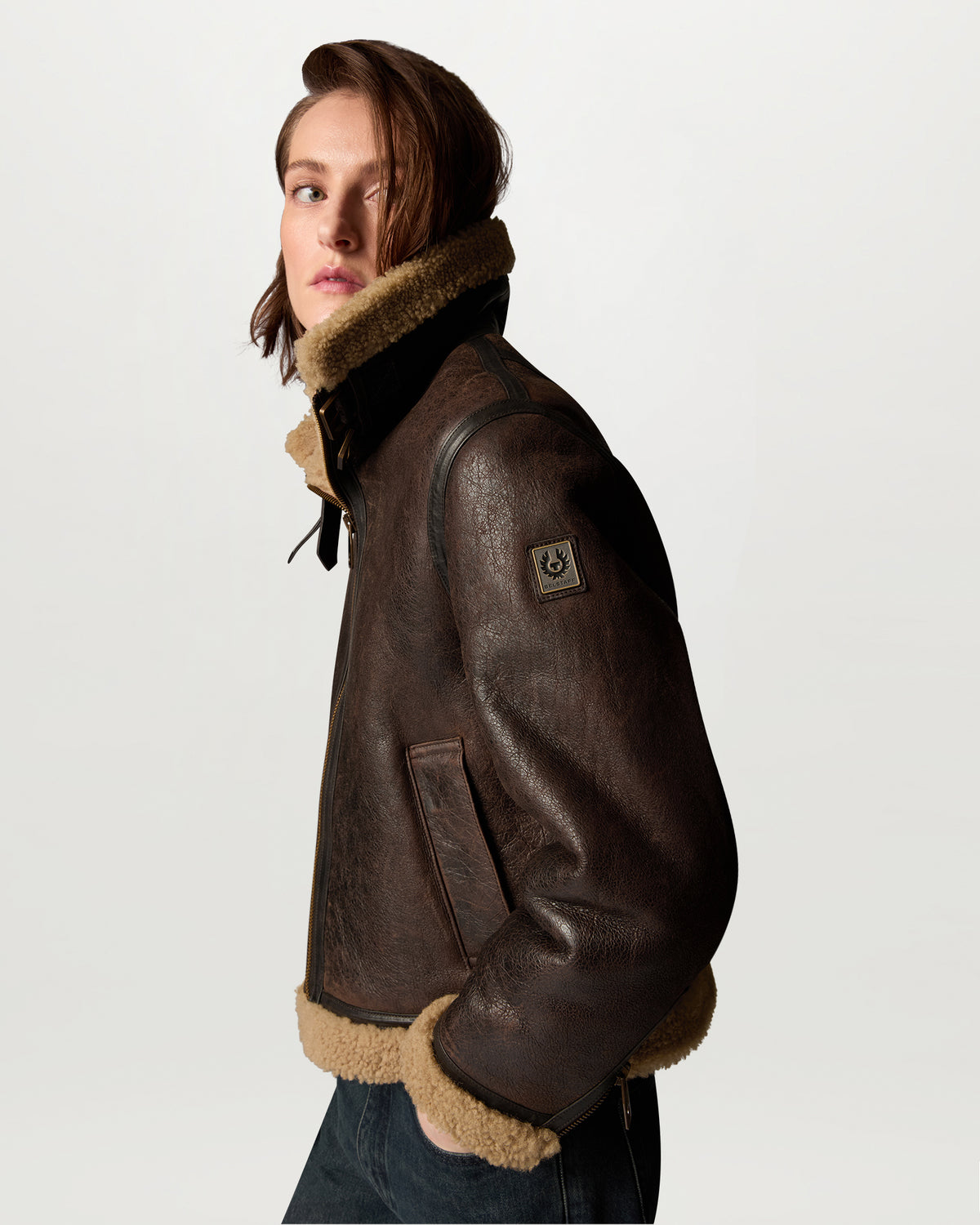 KENORA SHEARLING JACKET - Bark / Camel