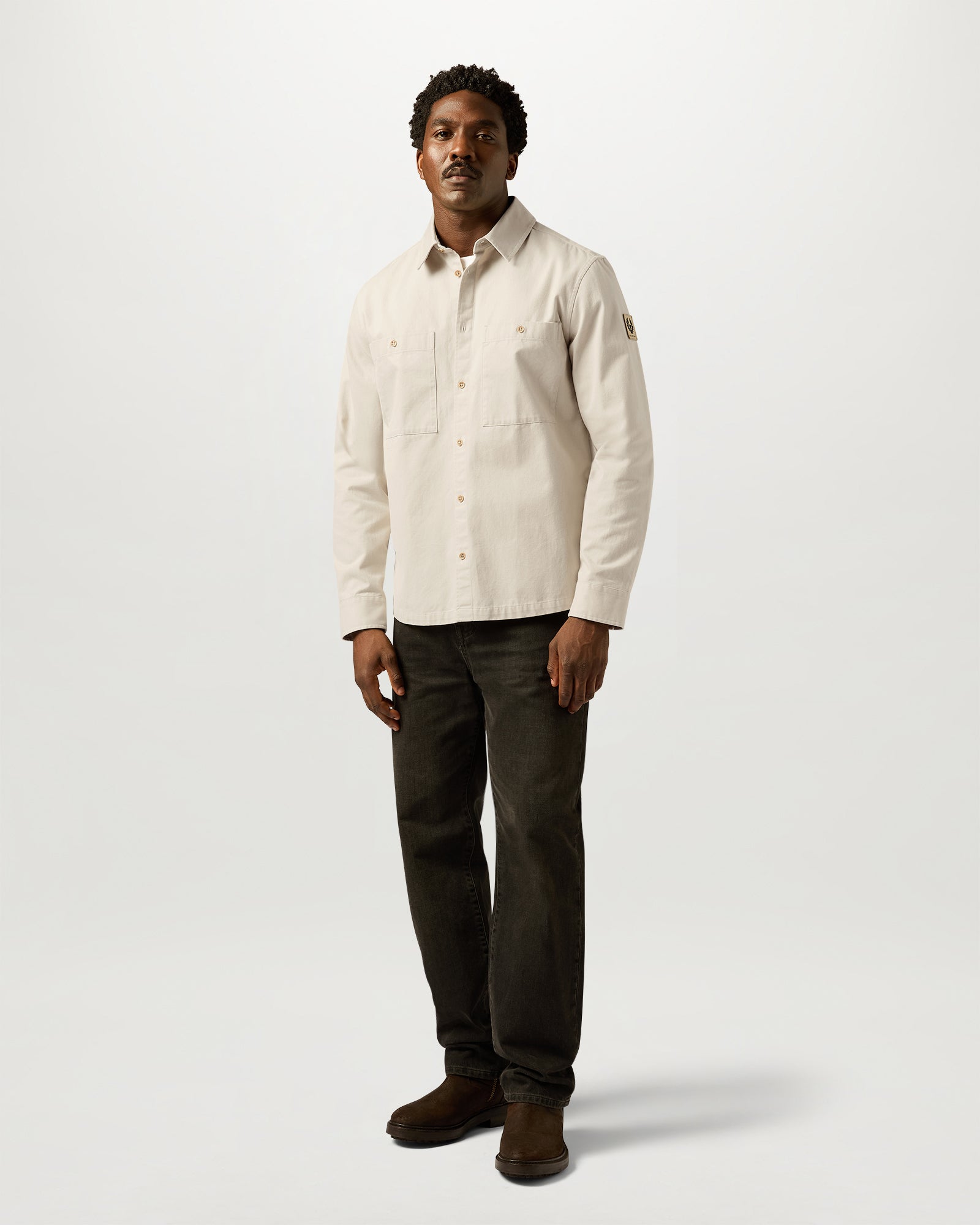 OUTPOST SHIRT COTTON HERRINGBONE - Pale Stone