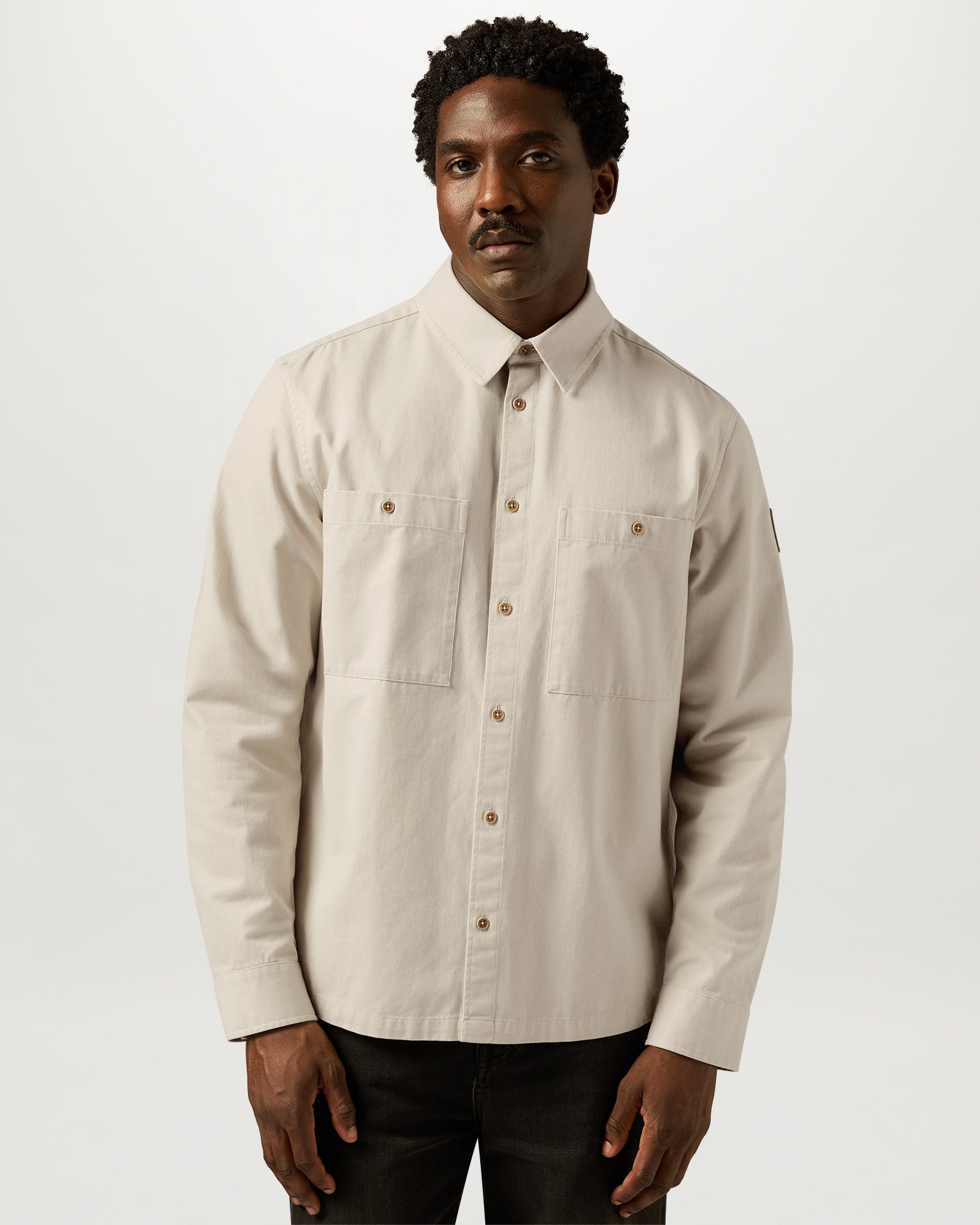OUTPOST SHIRT COTTON HERRINGBONE - Pale Stone