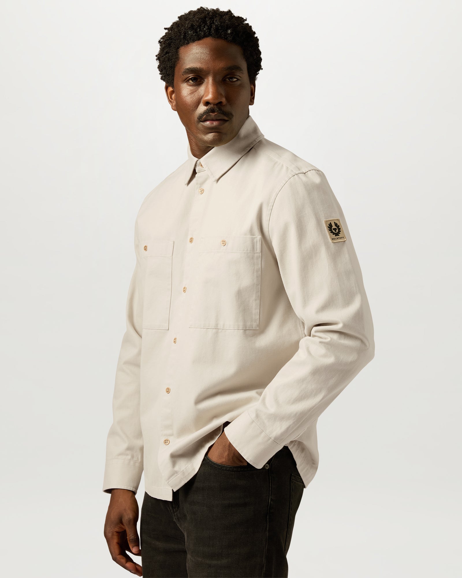 OUTPOST SHIRT COTTON HERRINGBONE - Pale Stone