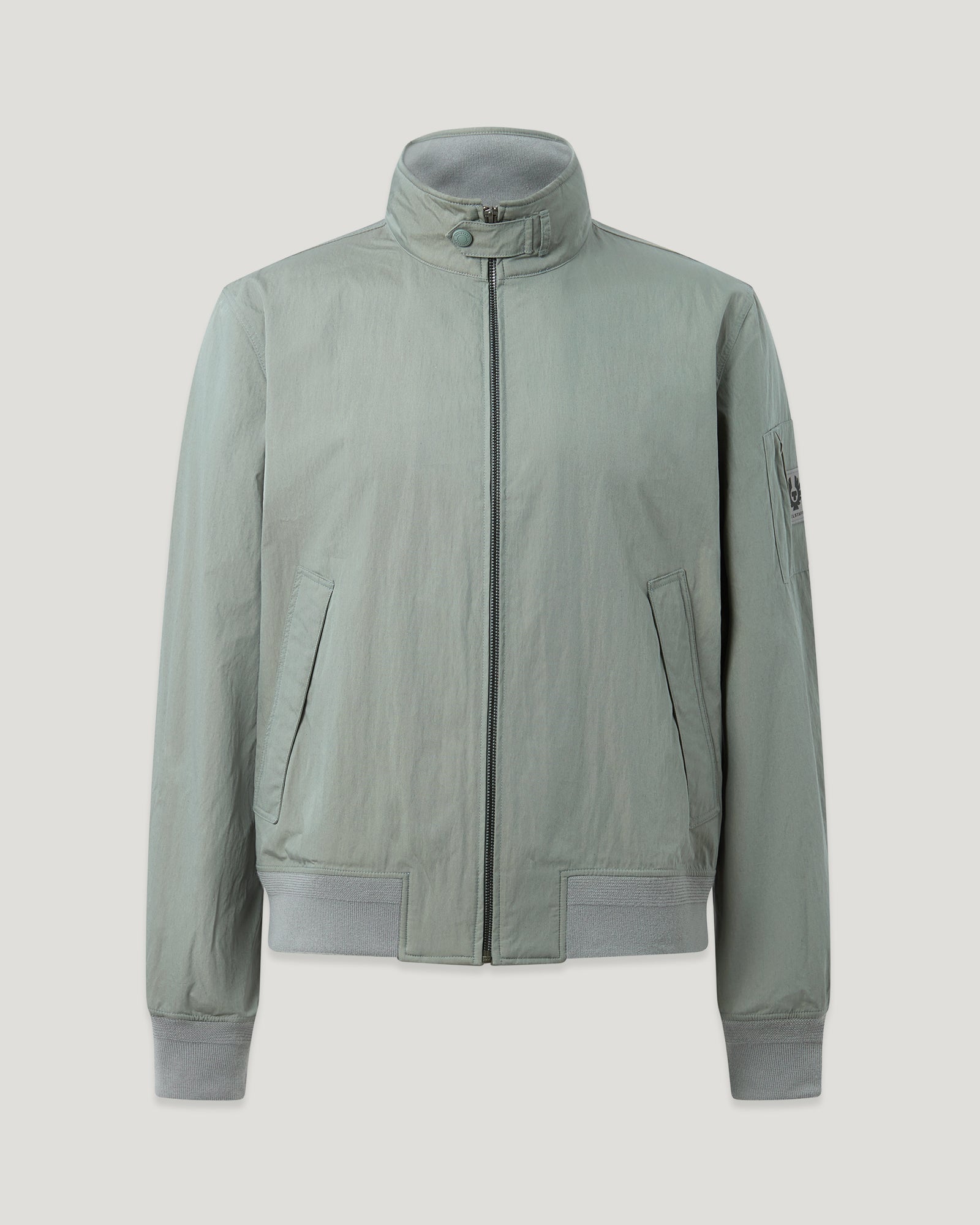 Overland jacket in Atlantic grey with a high stand collar and full front zipper