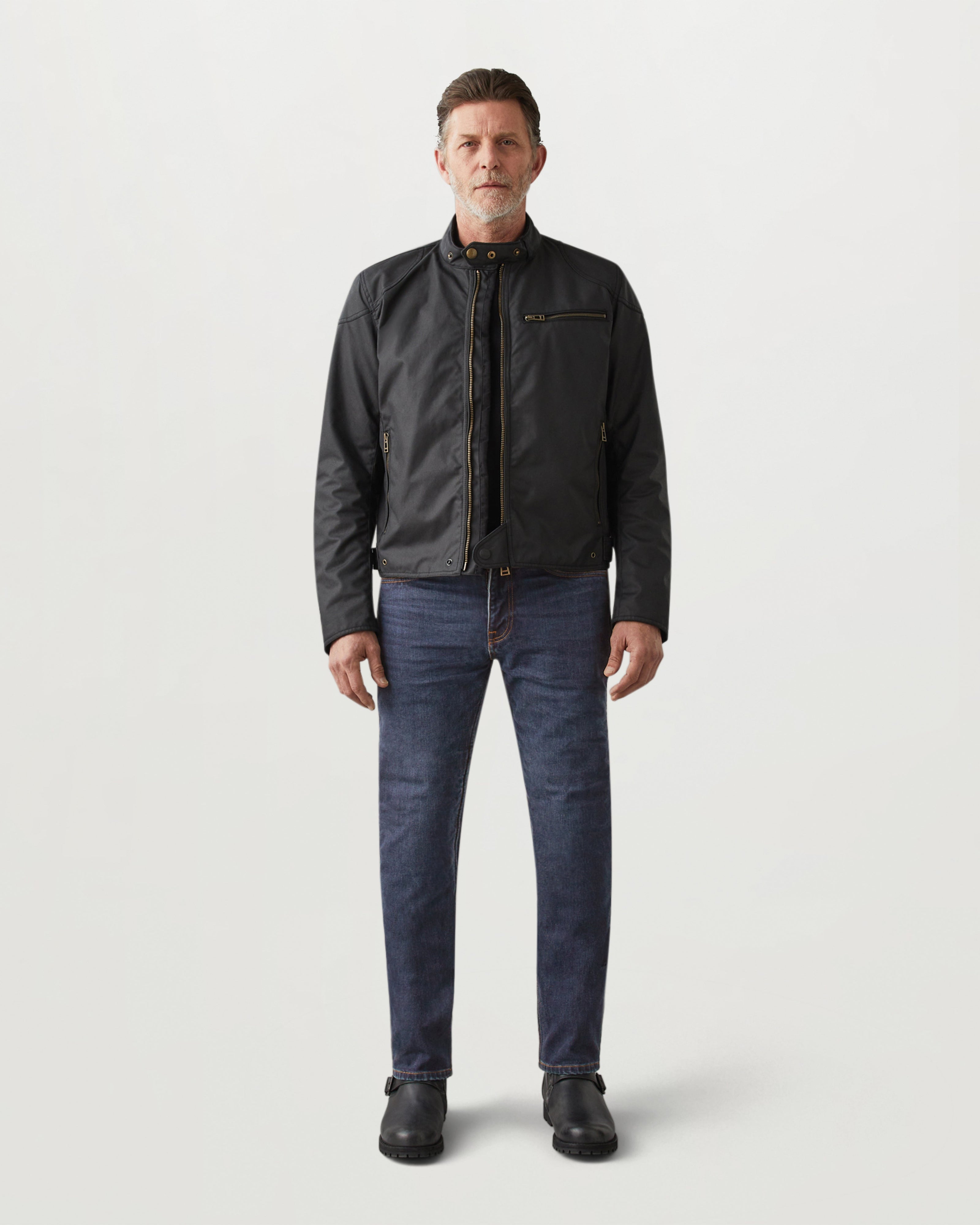 POPLAR MOTORRADJEANS - Gewaschenes Indigo