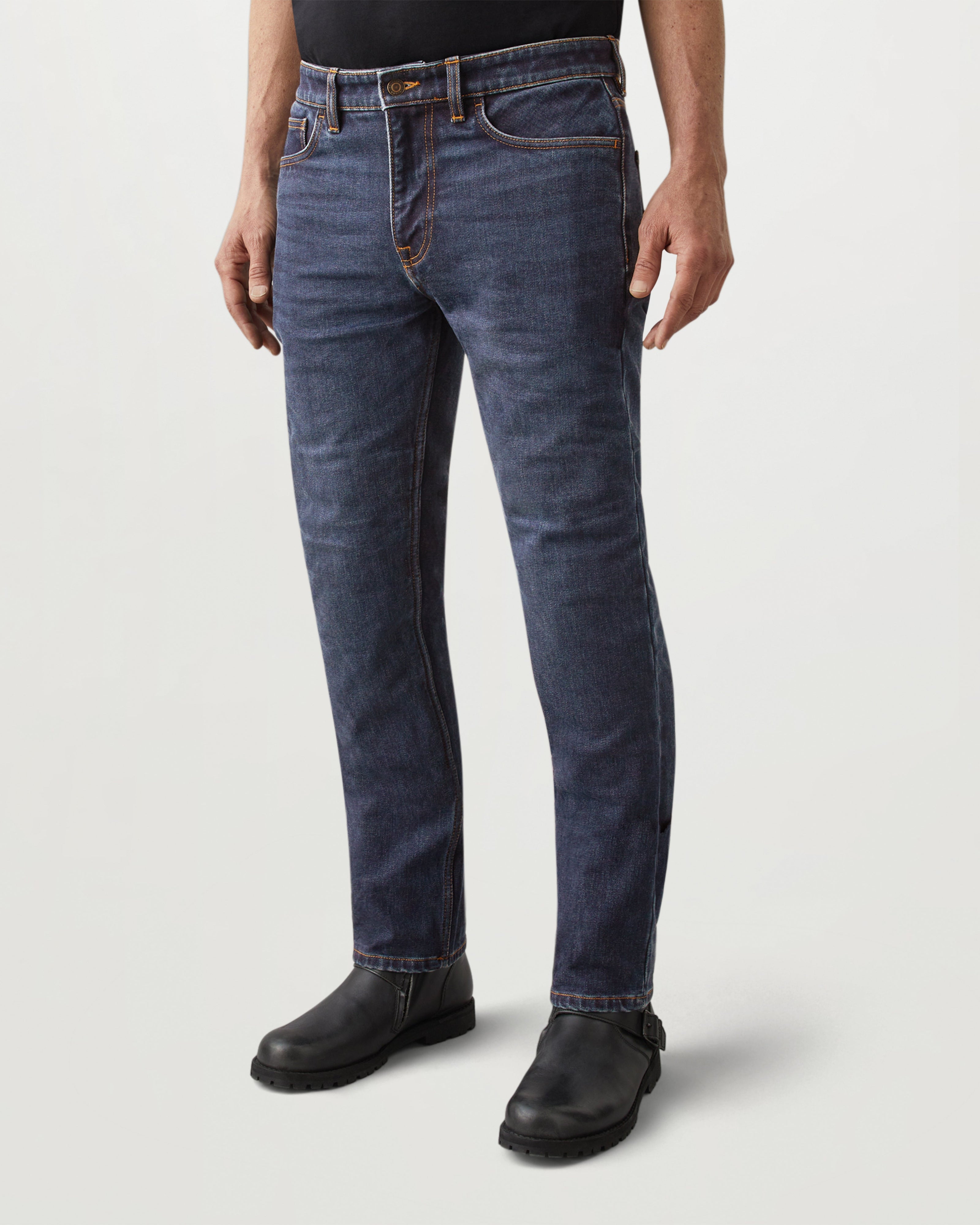 POPLAR MOTORRADJEANS - Gewaschenes Indigo