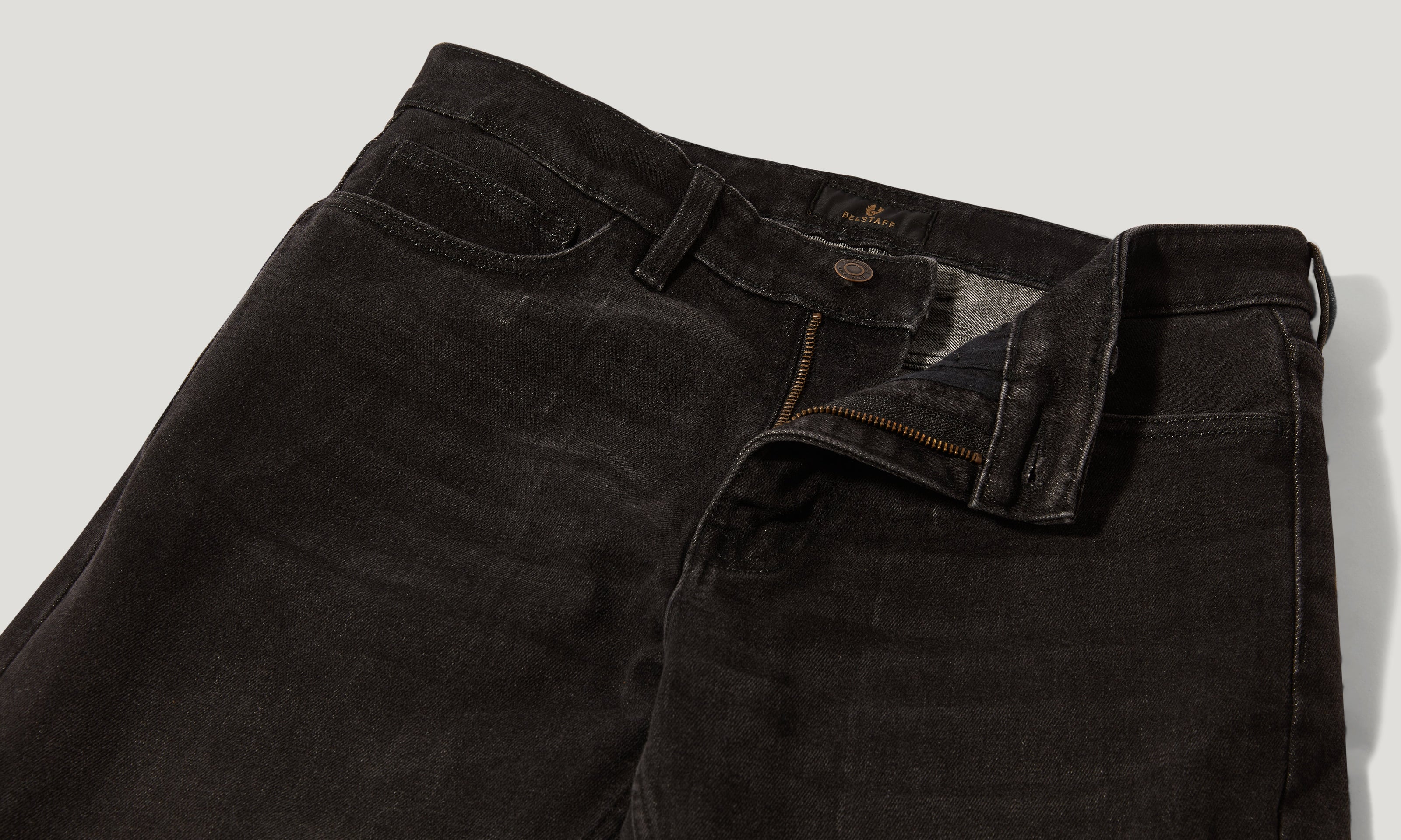 POPLAR MOTORCYCLE JEANS - Washed Black