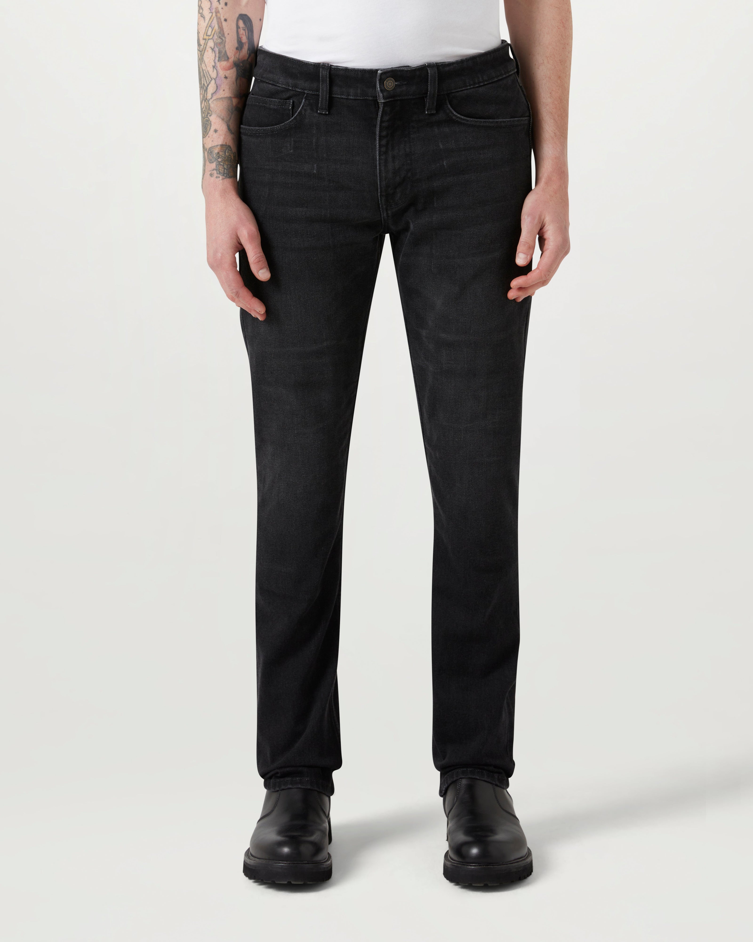 POPLAR MOTORCYCLE JEANS - Washed Black