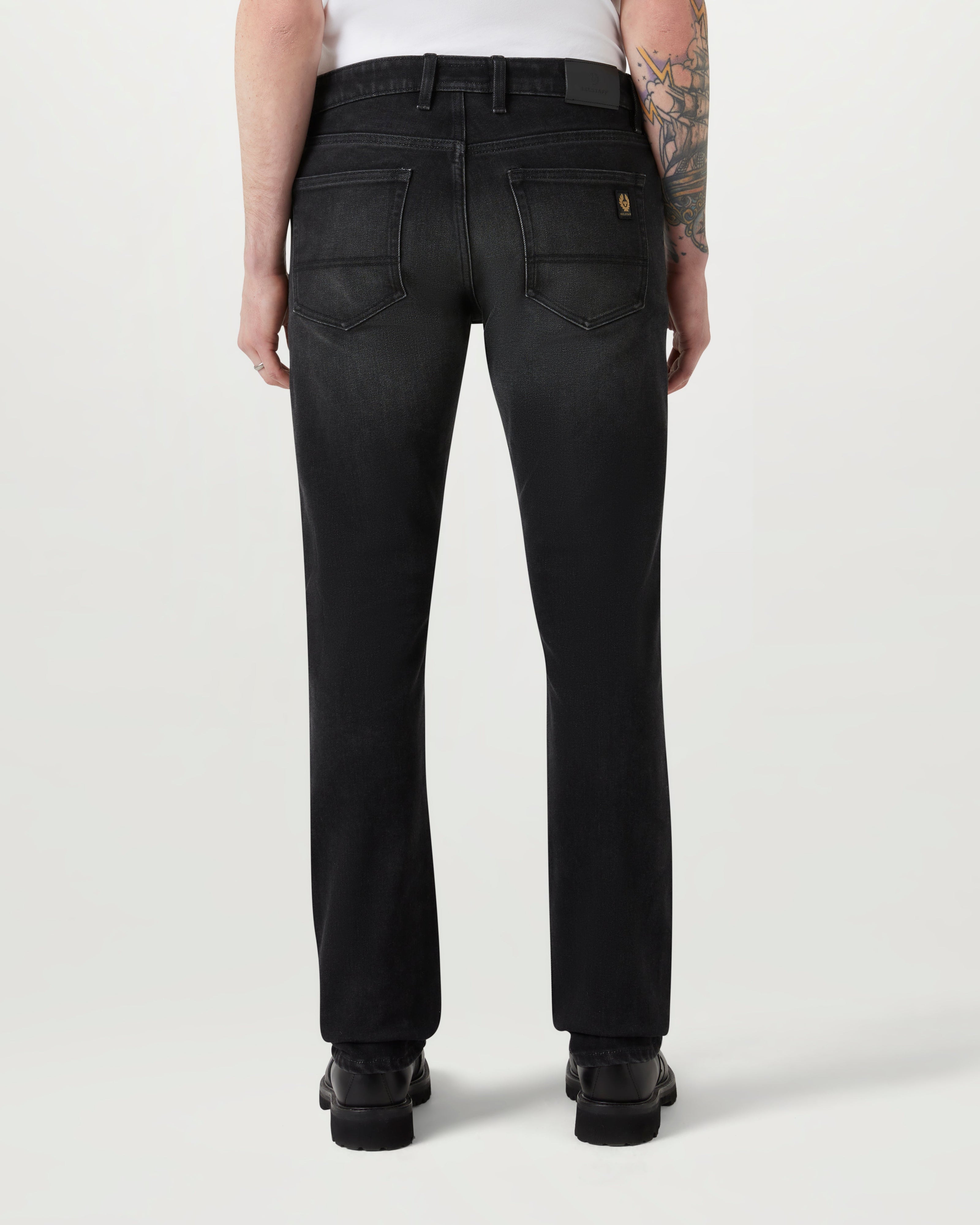 POPLAR MOTORCYCLE JEANS - Washed Black