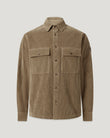 Ravine cotton corduroy shirt in dusty taupe with pointed collar and front pockets.