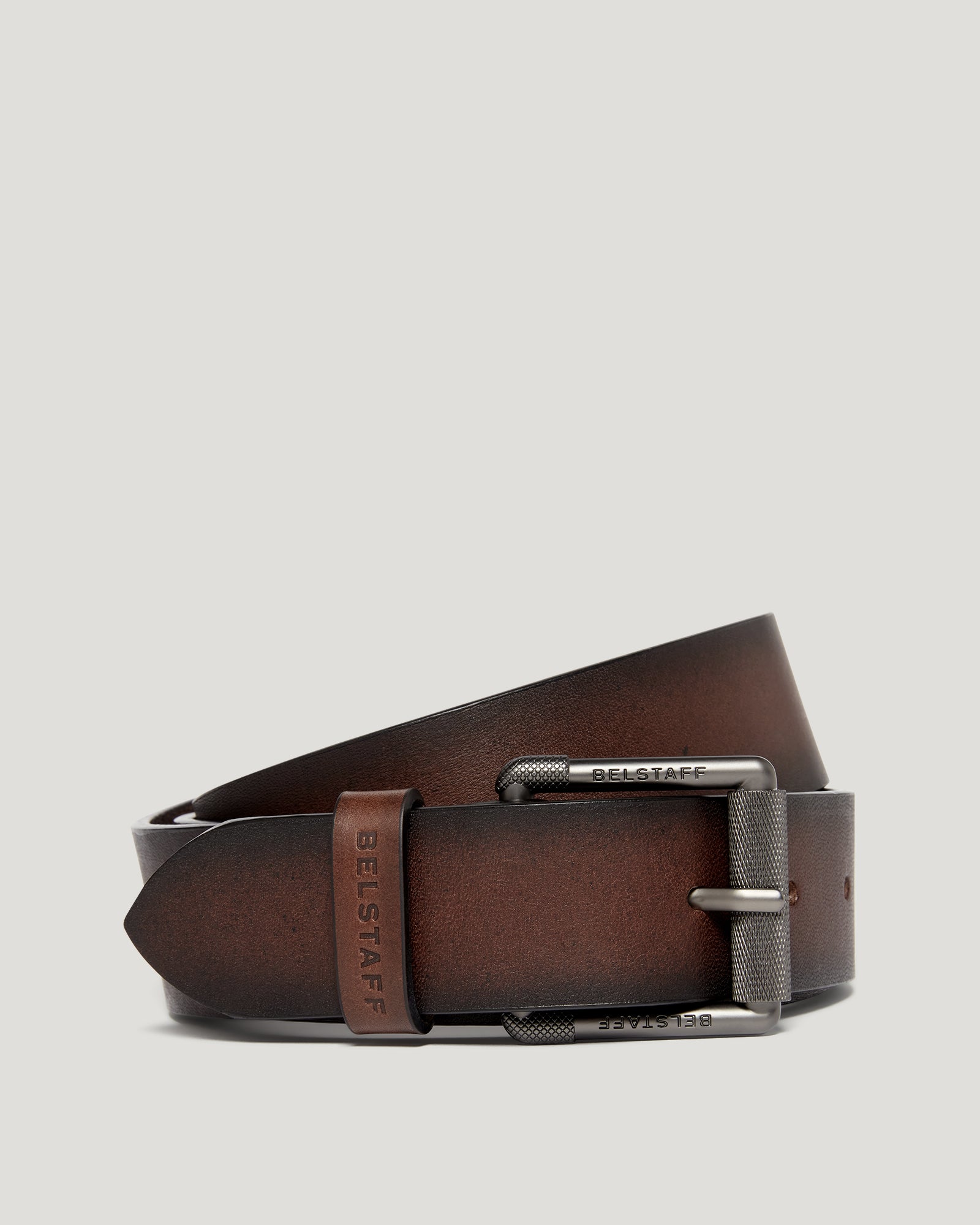 ROLLER BUCKLE BELT - Aged Brown