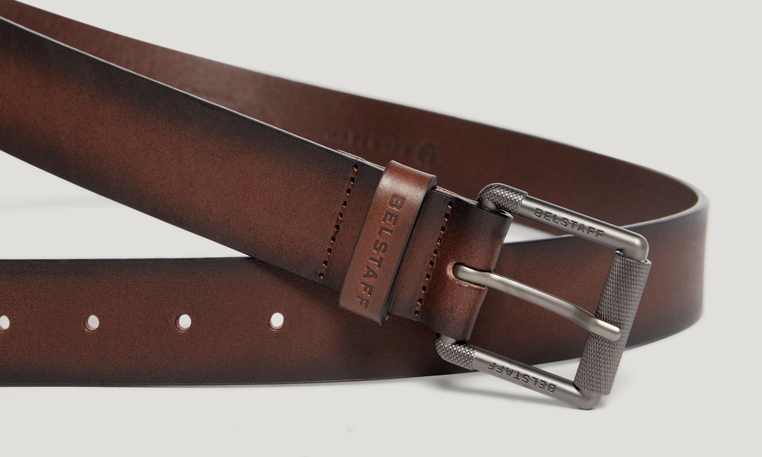 ROLLER BUCKLE BELT - Aged Brown