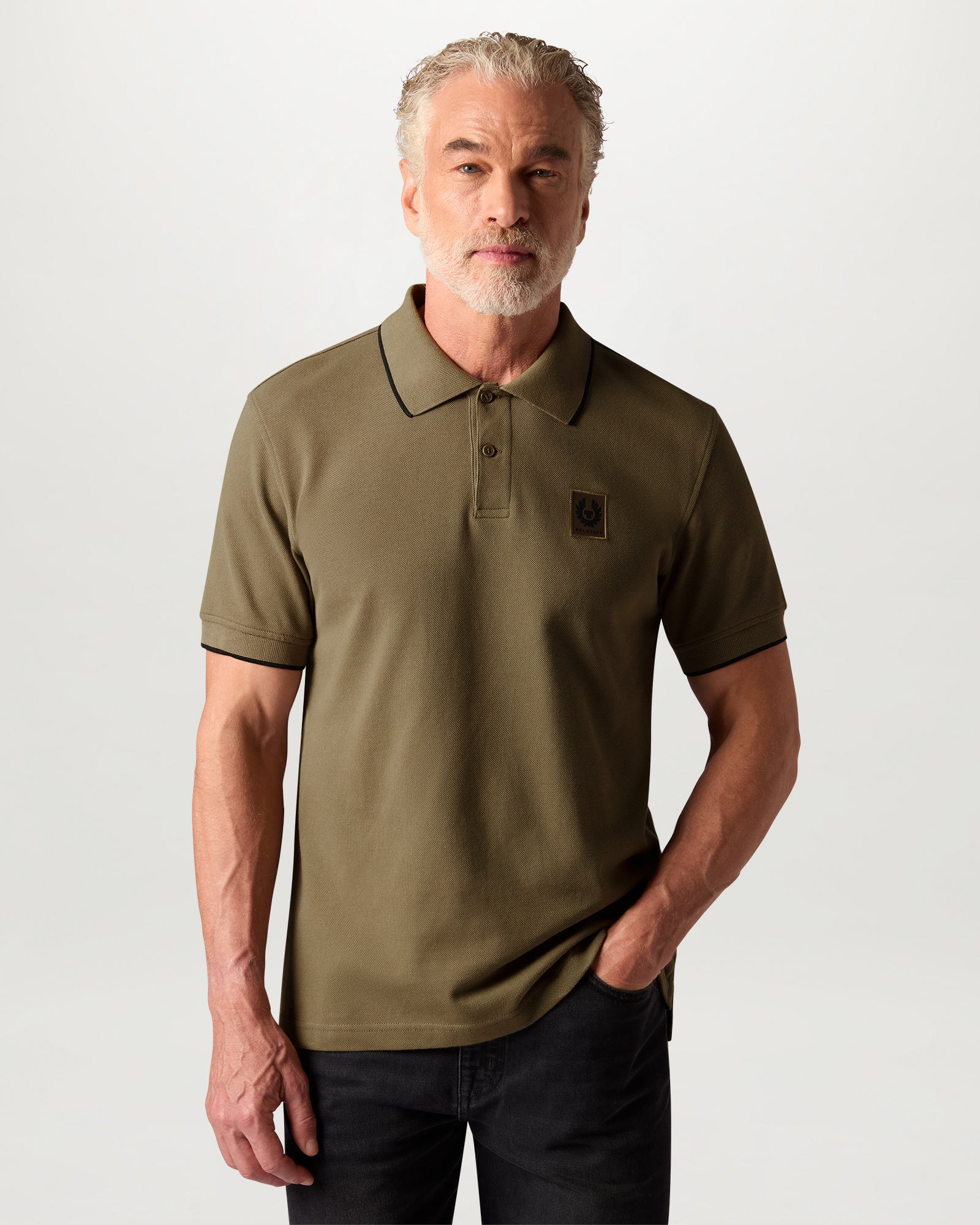 TIPPED POLO - Khaki Green