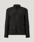 Black Trent Motorcycle Jacket upper torso with full front zipper and standing collar