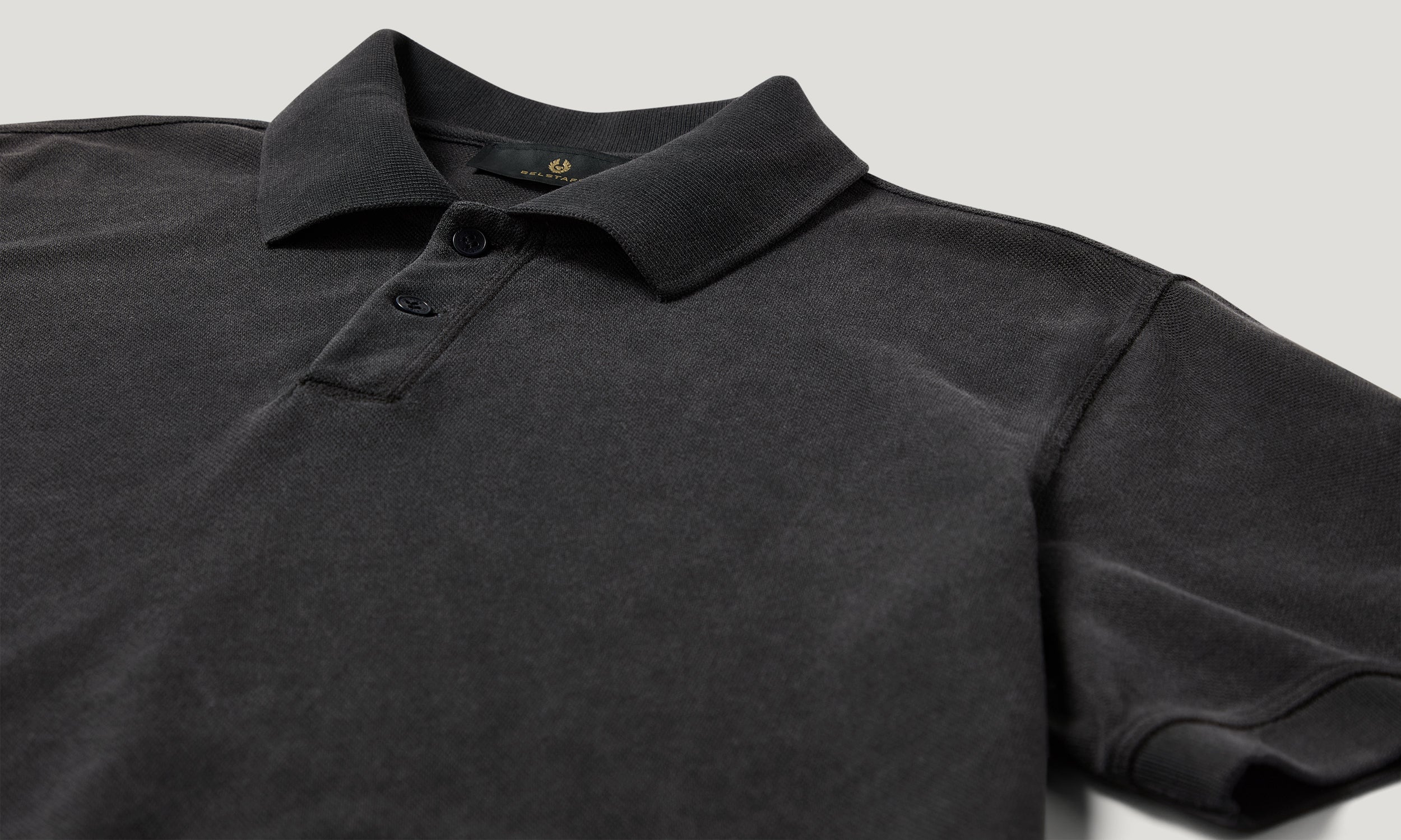 VALLEY GARMENT DYE POLO COTTON. - Washed Black