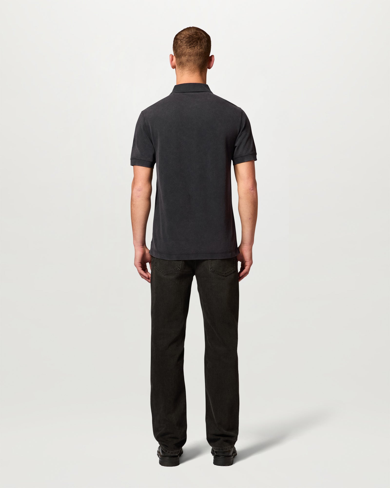 VALLEY GARMENT DYE POLO COTTON. - Washed Black