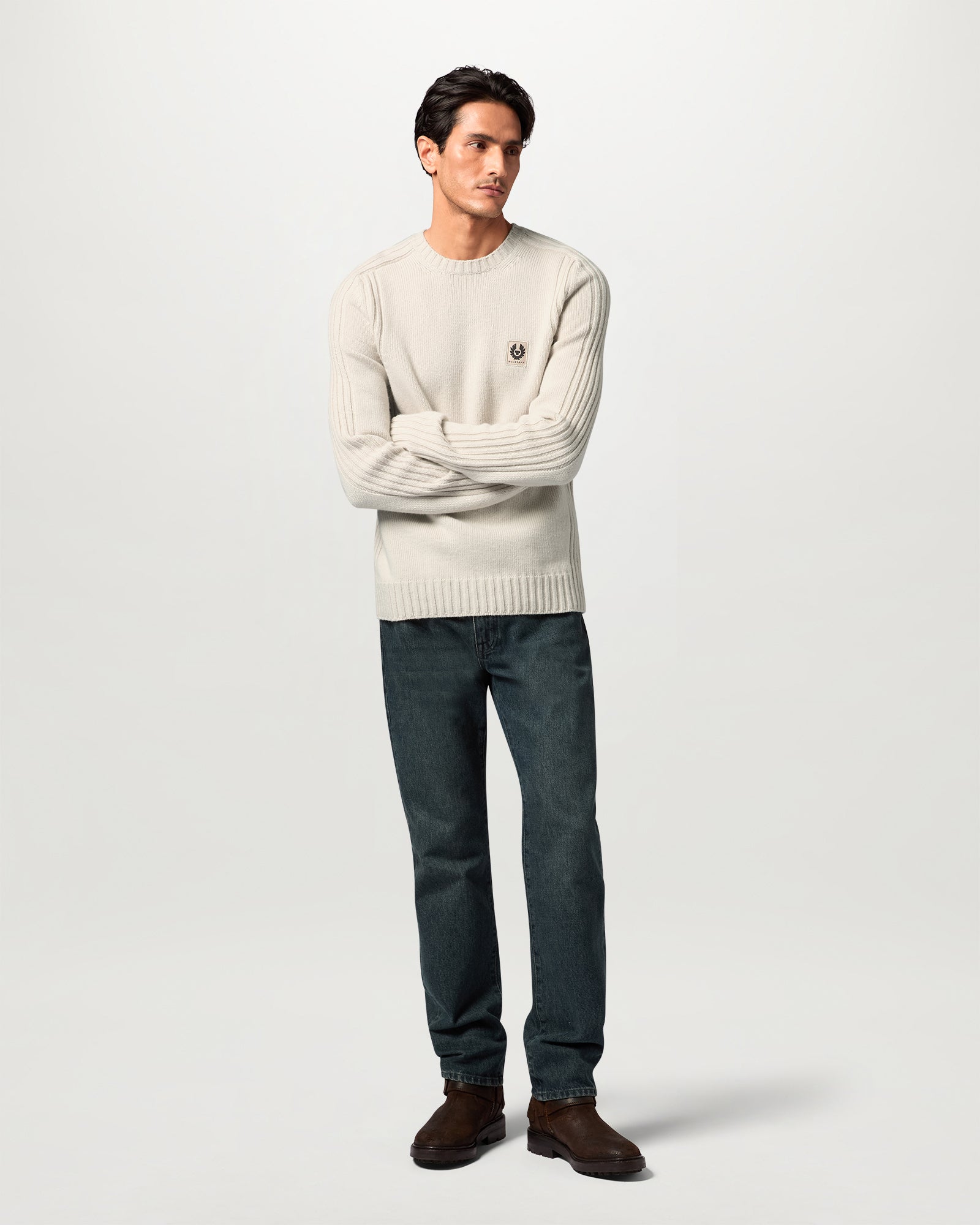 WATCH CREWNECK JUMPER - Pale Stone