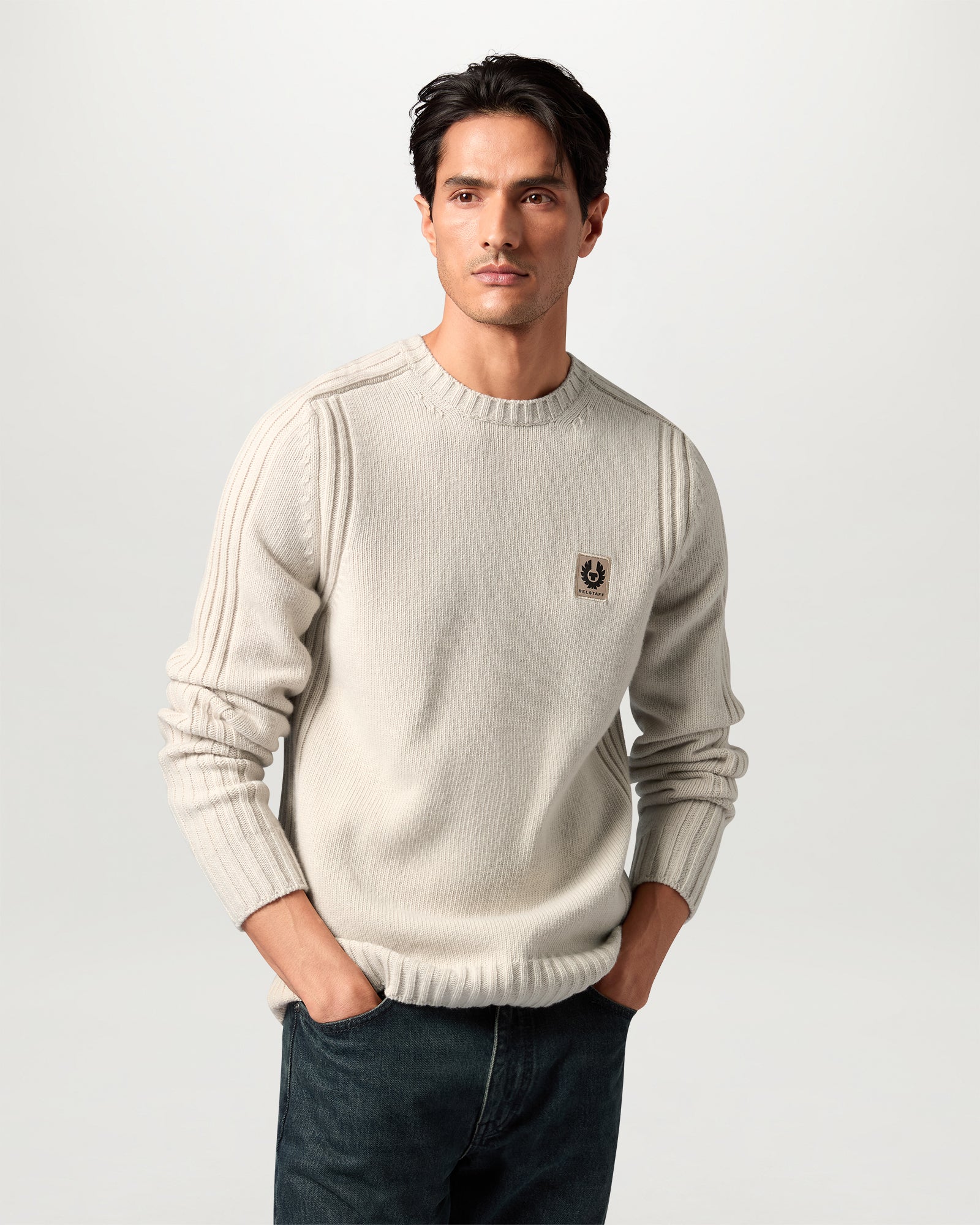 WATCH CREWNECK JUMPER - Pale Stone