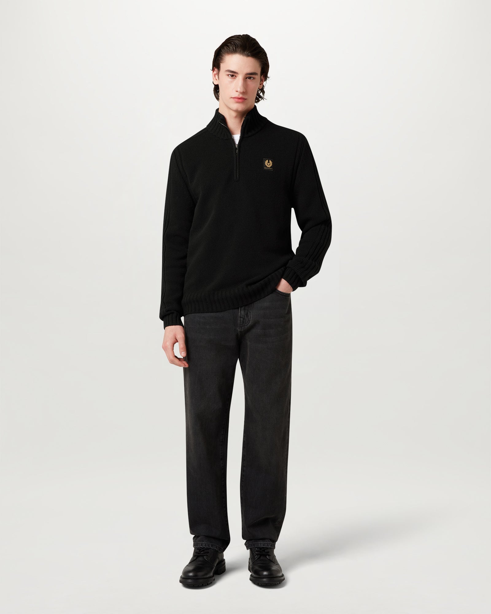 MAGLIONE CON CERNIERA A UN QUARTO WATCH - Nero