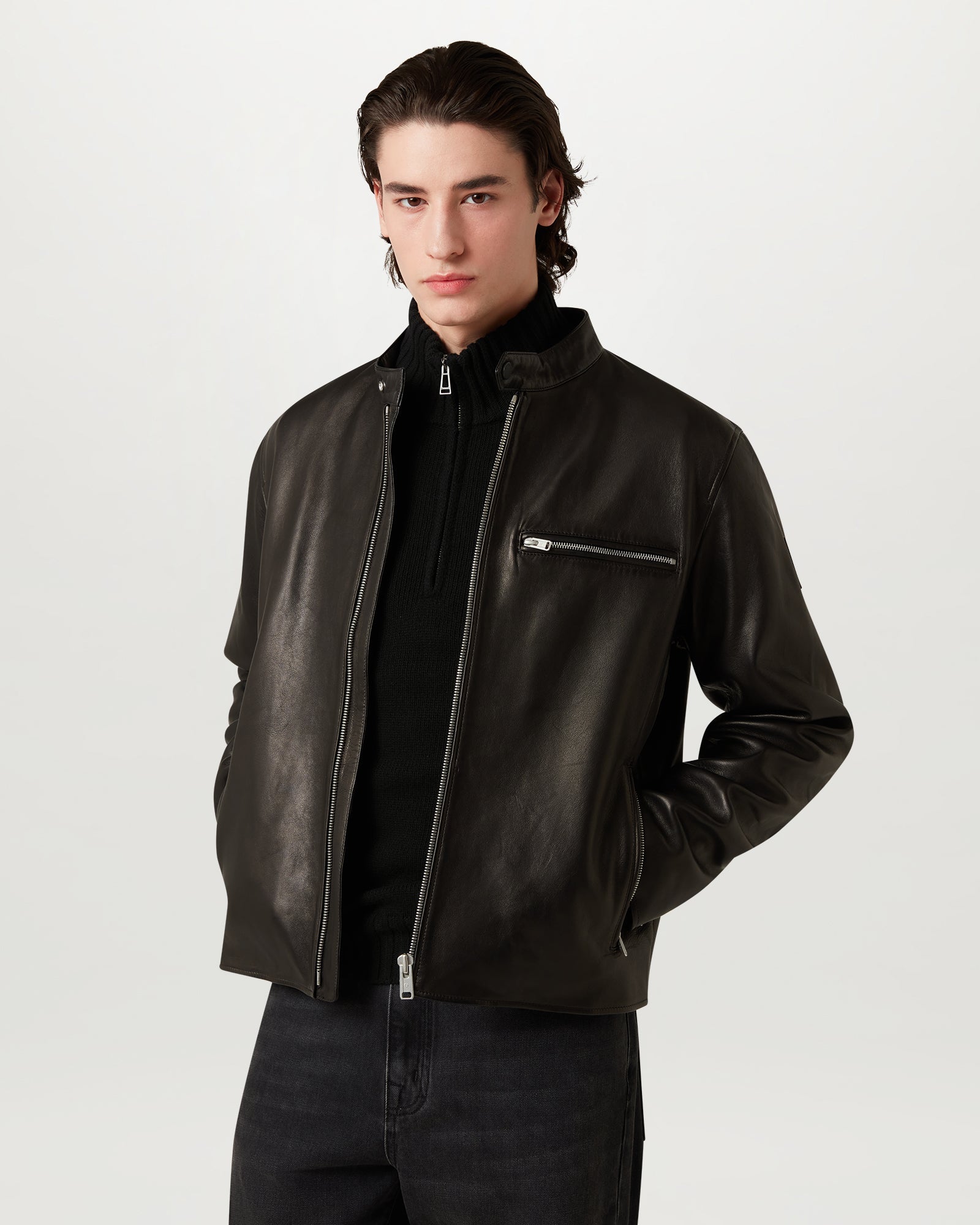 MAGLIONE CON CERNIERA A UN QUARTO WATCH - Nero