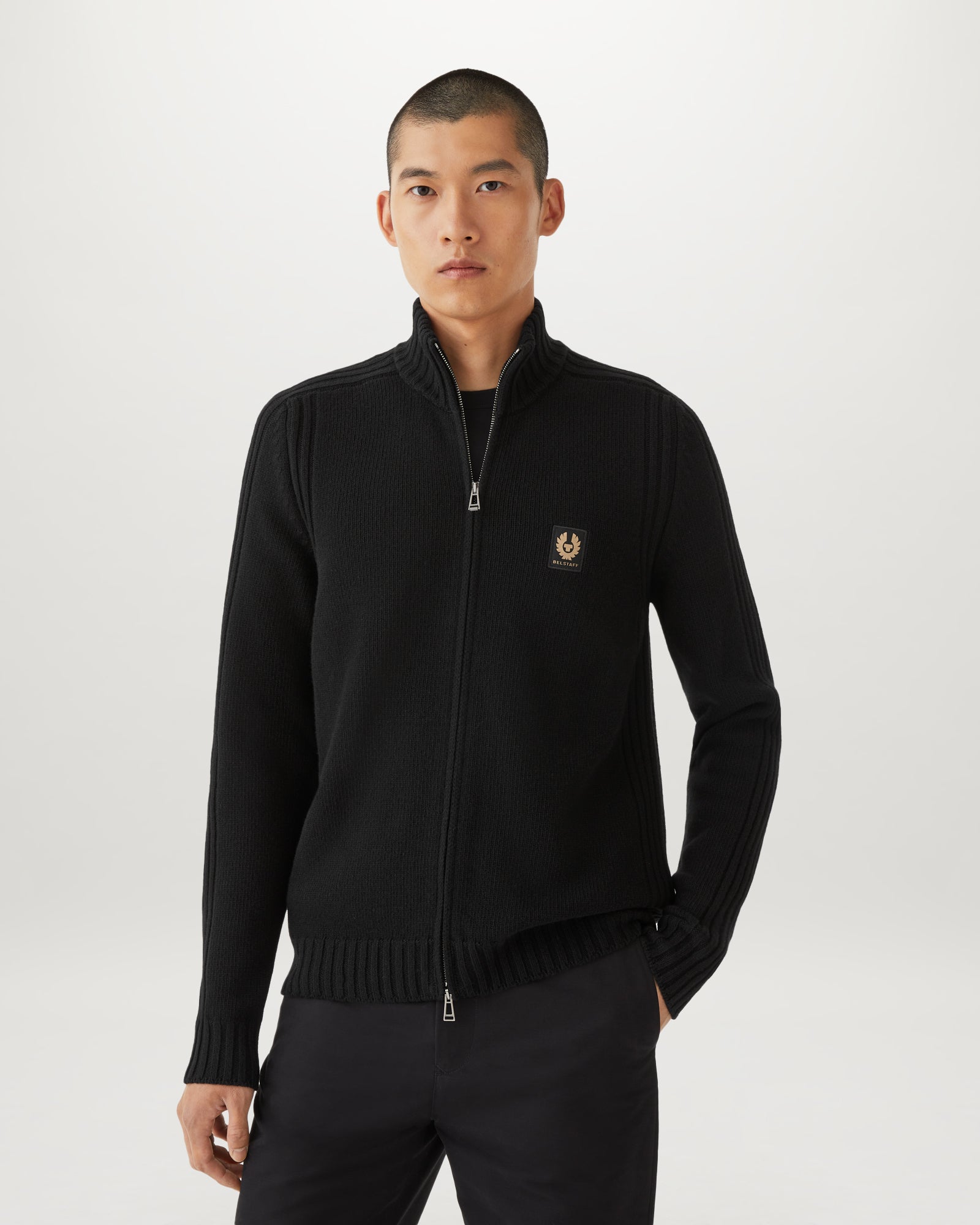 WATCH ZIP CARDIGAN - Black